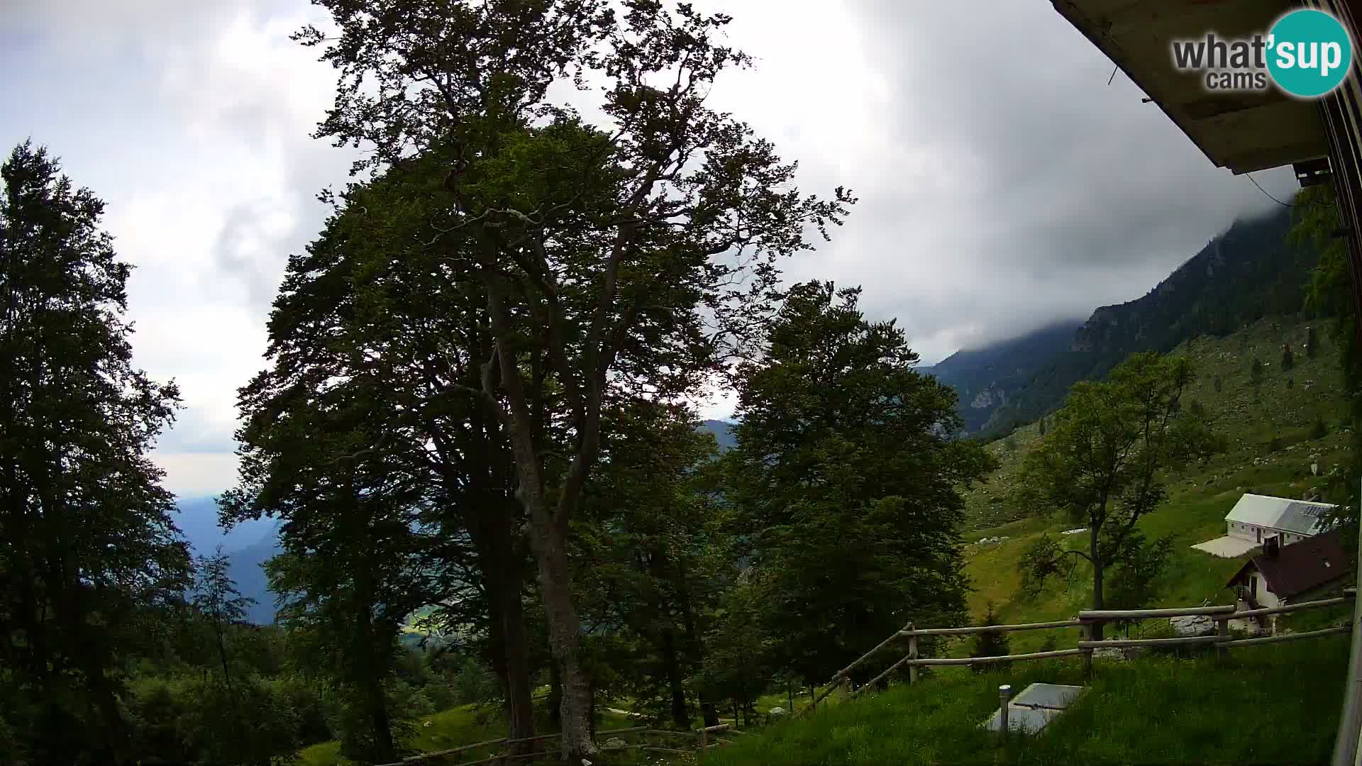 Cámara en vivo de la cabaña de montaña Planina Razor (1315) | vista hacia Tolminski Migovec
