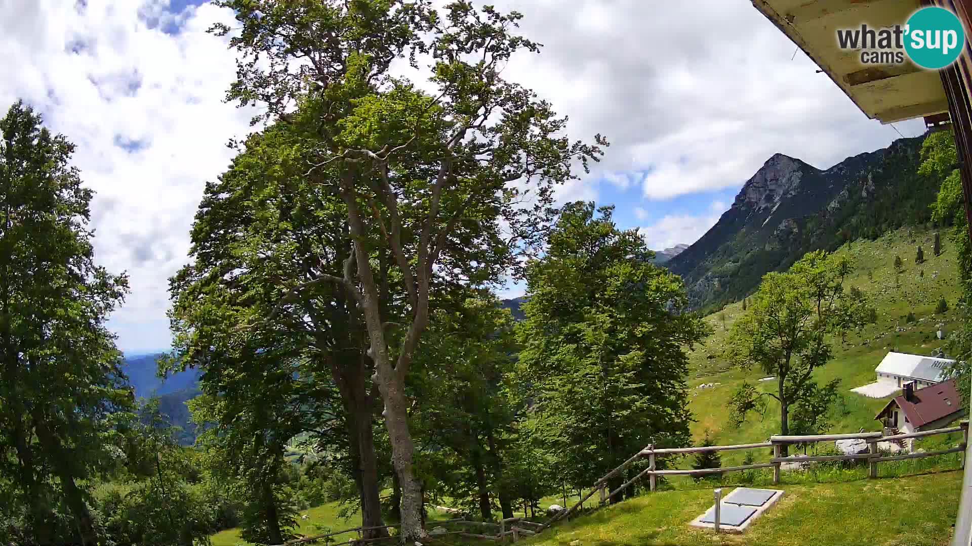 Cámara en vivo de la cabaña de montaña Planina Razor (1315) | vista hacia Tolminski Migovec
