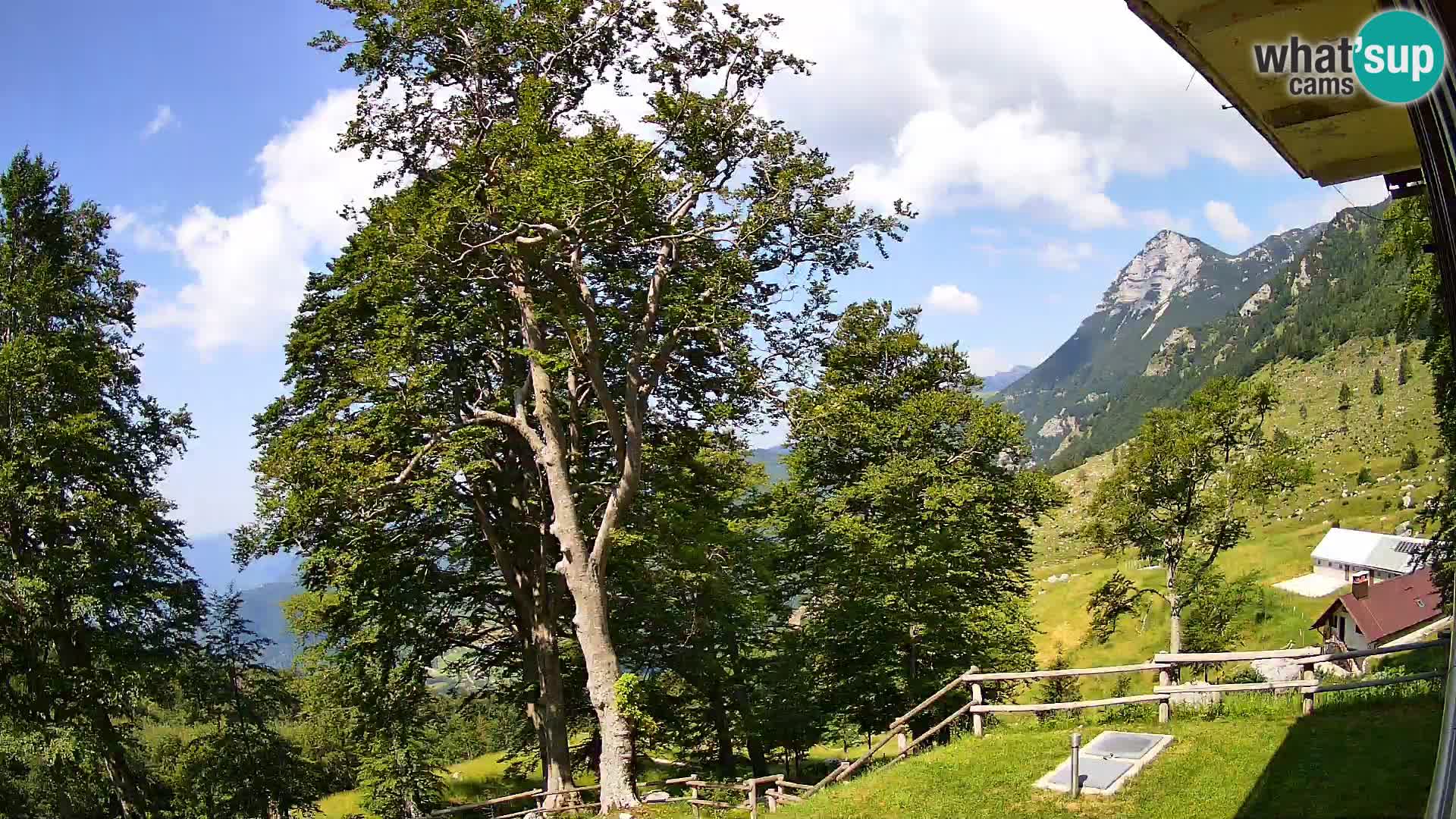 Cámara en vivo de la cabaña de montaña Planina Razor (1315) | vista hacia Tolminski Migovec