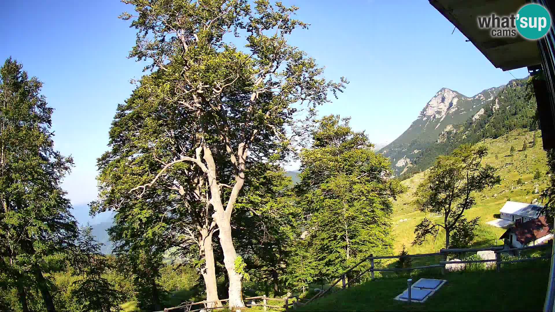 Cámara en vivo de la cabaña de montaña Planina Razor (1315) | vista hacia Tolminski Migovec