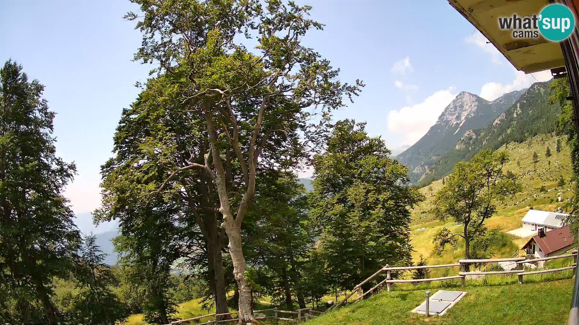 Cámara en vivo de la cabaña de montaña Planina Razor (1315) | vista hacia Tolminski Migovec