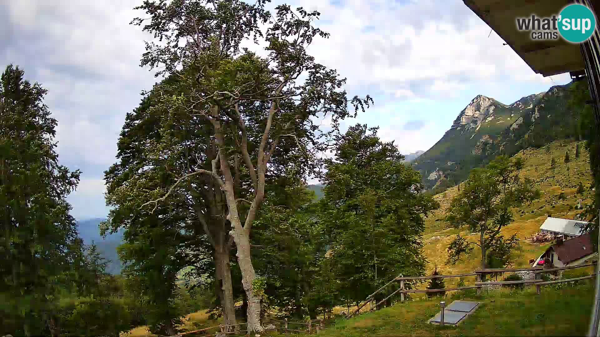 Cámara en vivo de la cabaña de montaña Planina Razor (1315) | vista hacia Tolminski Migovec