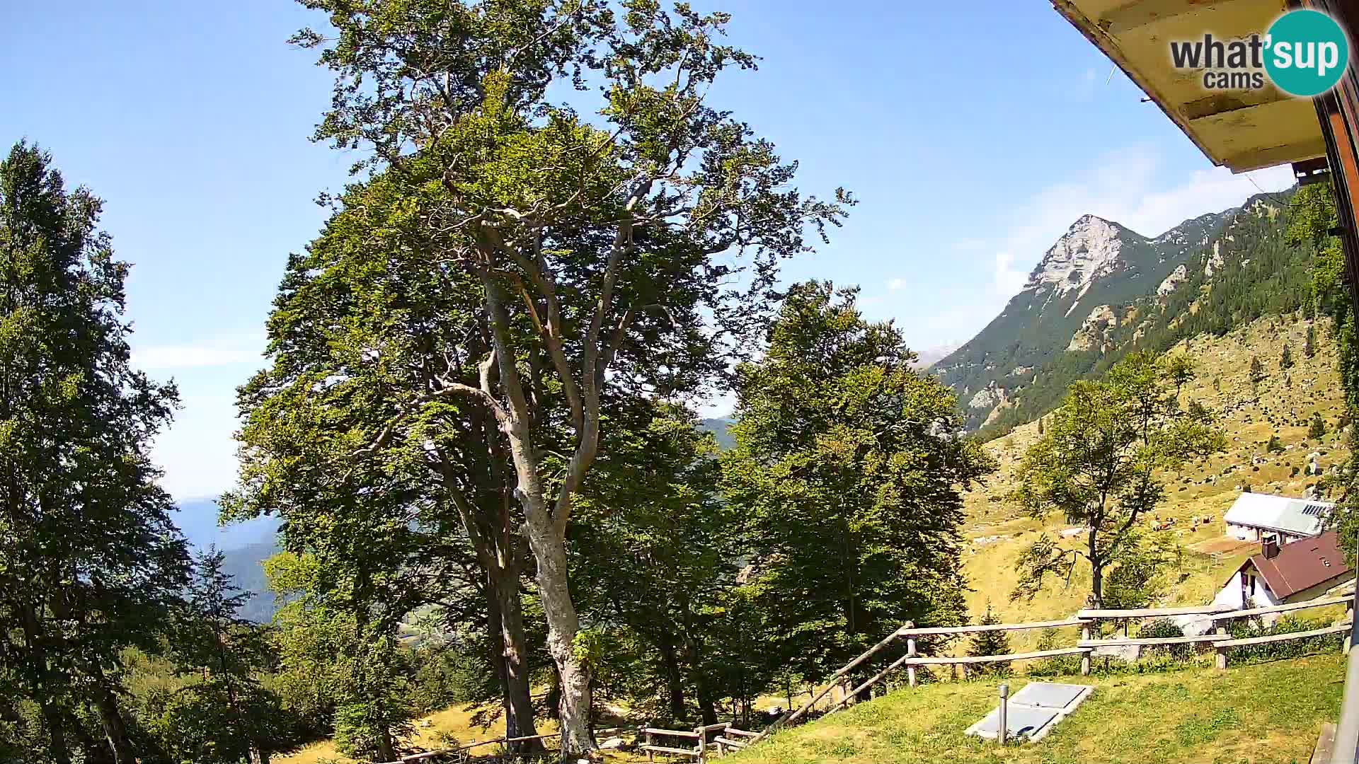 Baita di montagna Planina Razor webcam (1315) | vista su Tolminski Migovec