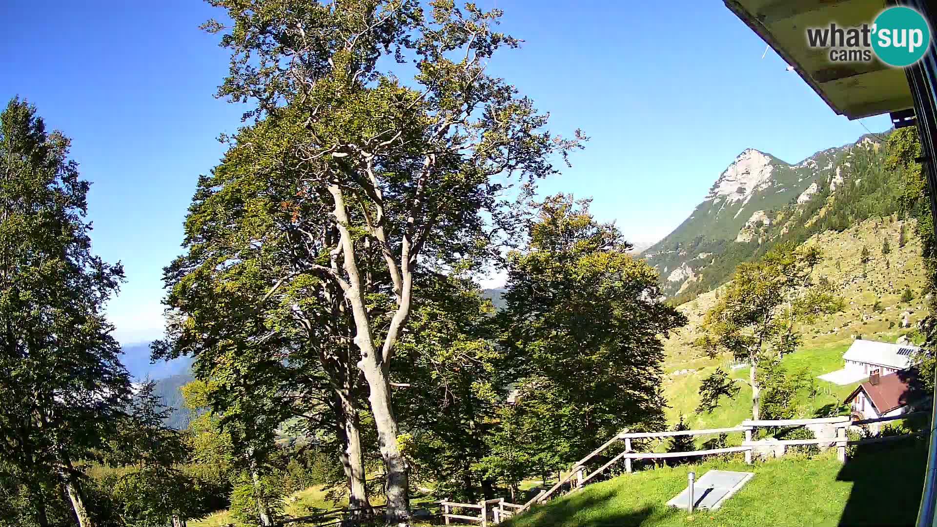 Cámara en vivo de la cabaña de montaña Planina Razor (1315) | vista hacia Tolminski Migovec