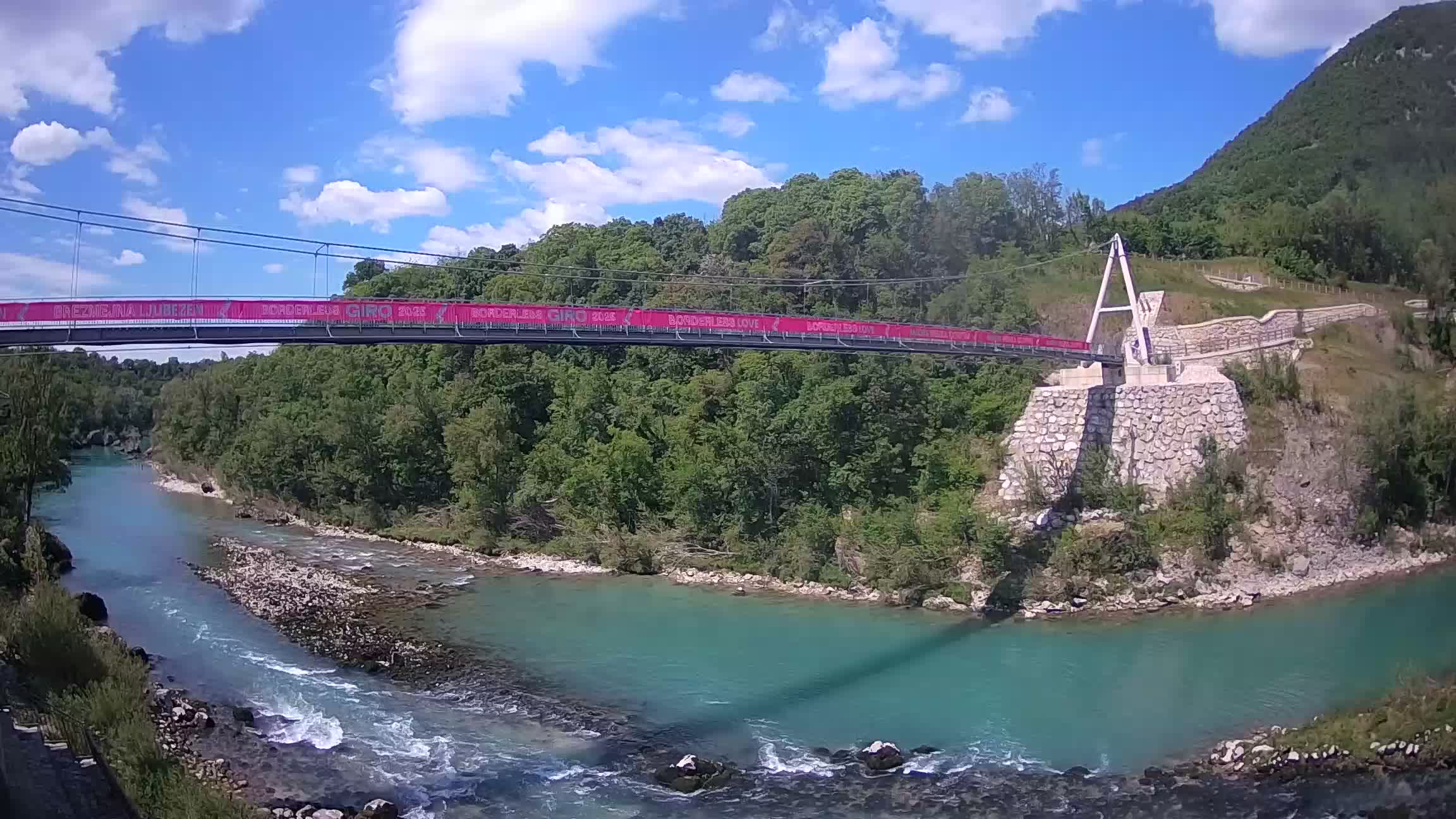 Passerelle sur la rivière Soča livecam Solkan