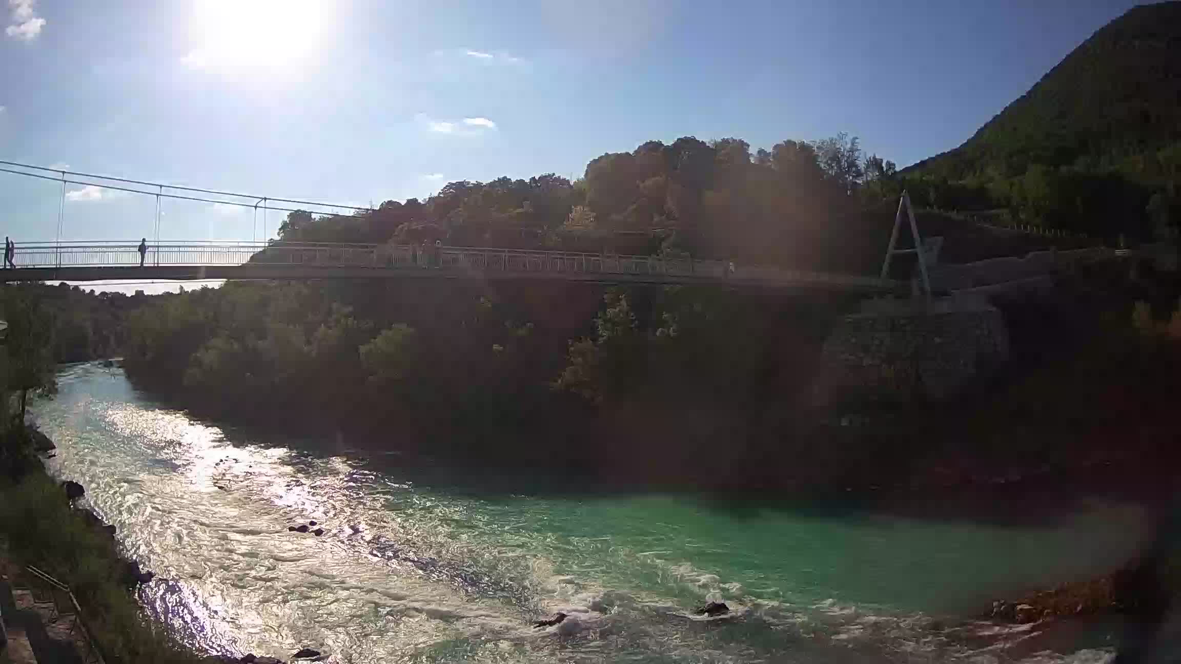 Passerella sul fiume Isonzo webcam Salcano
