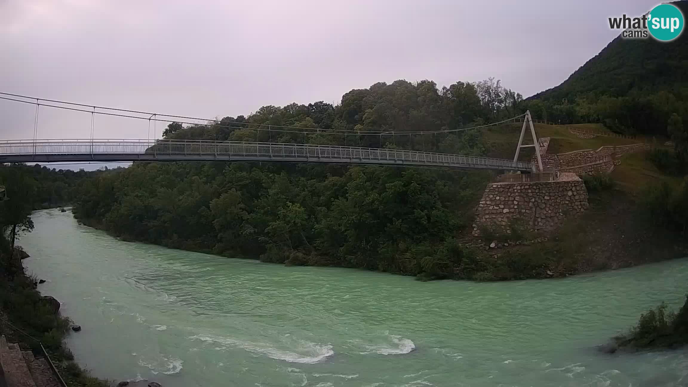 Passerella sul fiume Isonzo webcam Salcano