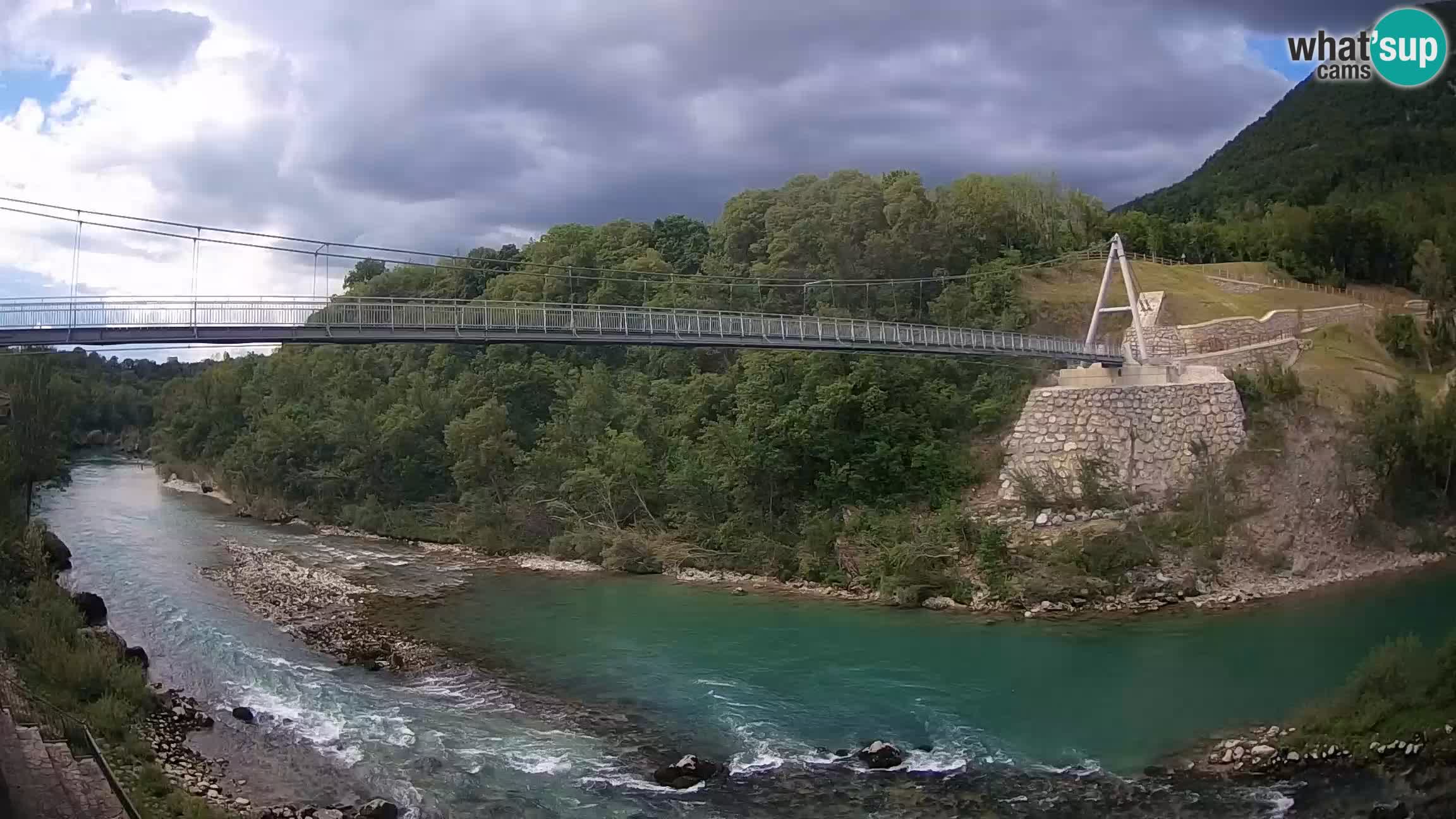 Passerelle sur la rivière Soča livecam Solkan
