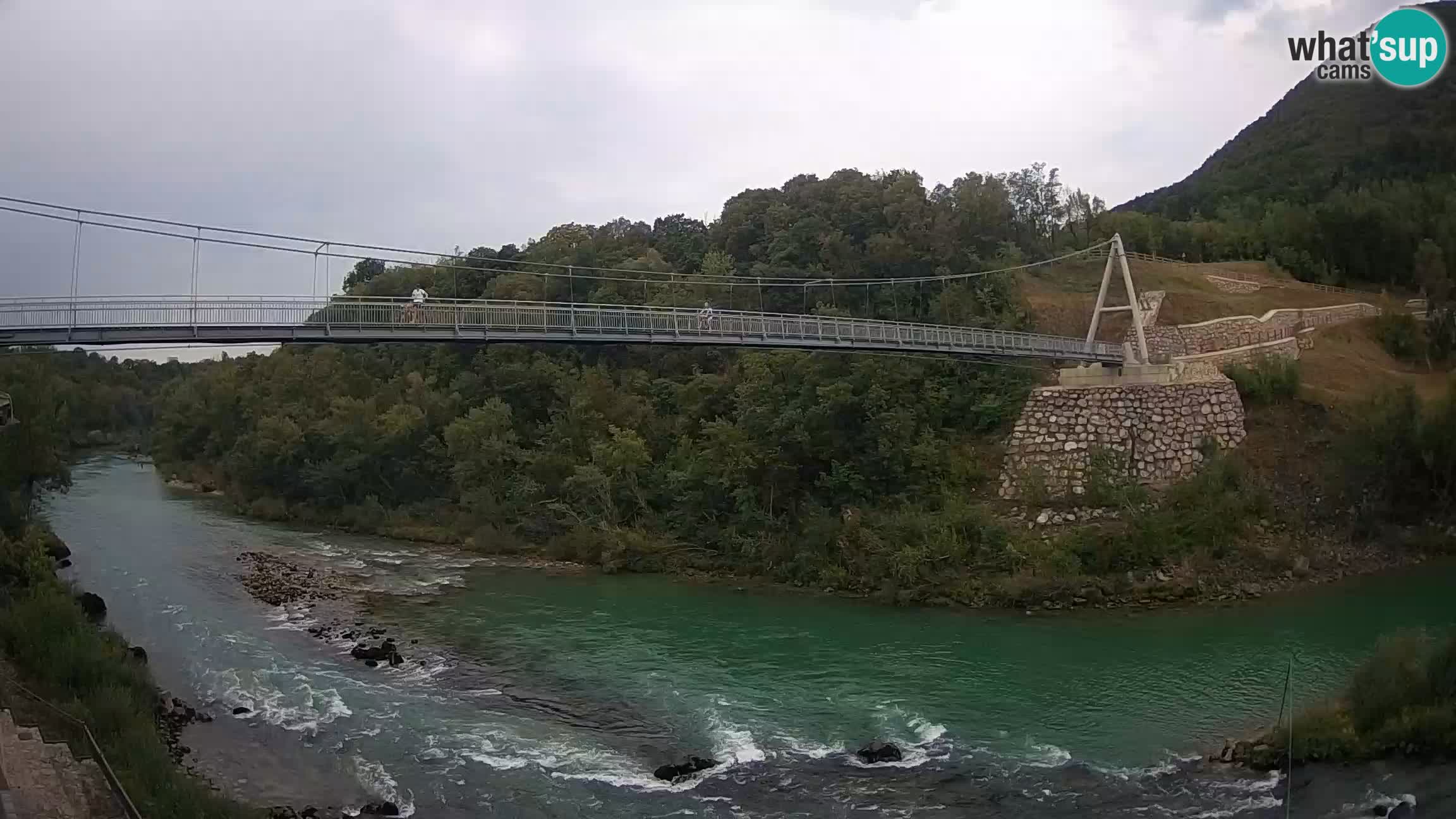 Passerella sul fiume Isonzo webcam Salcano