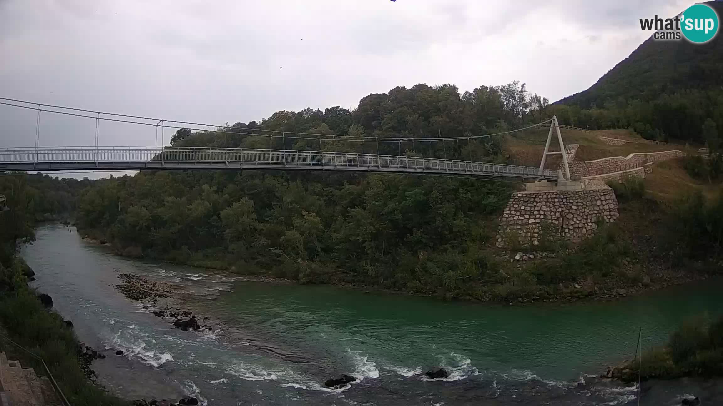 Passerella sul fiume Isonzo webcam Salcano