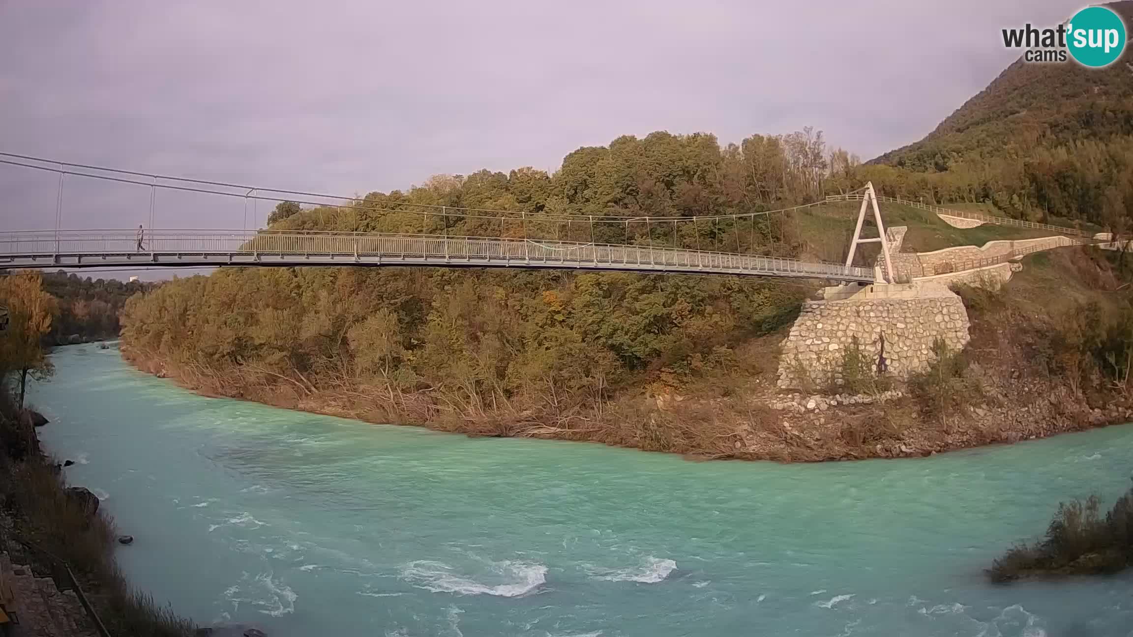 Passerella sul fiume Isonzo webcam Salcano