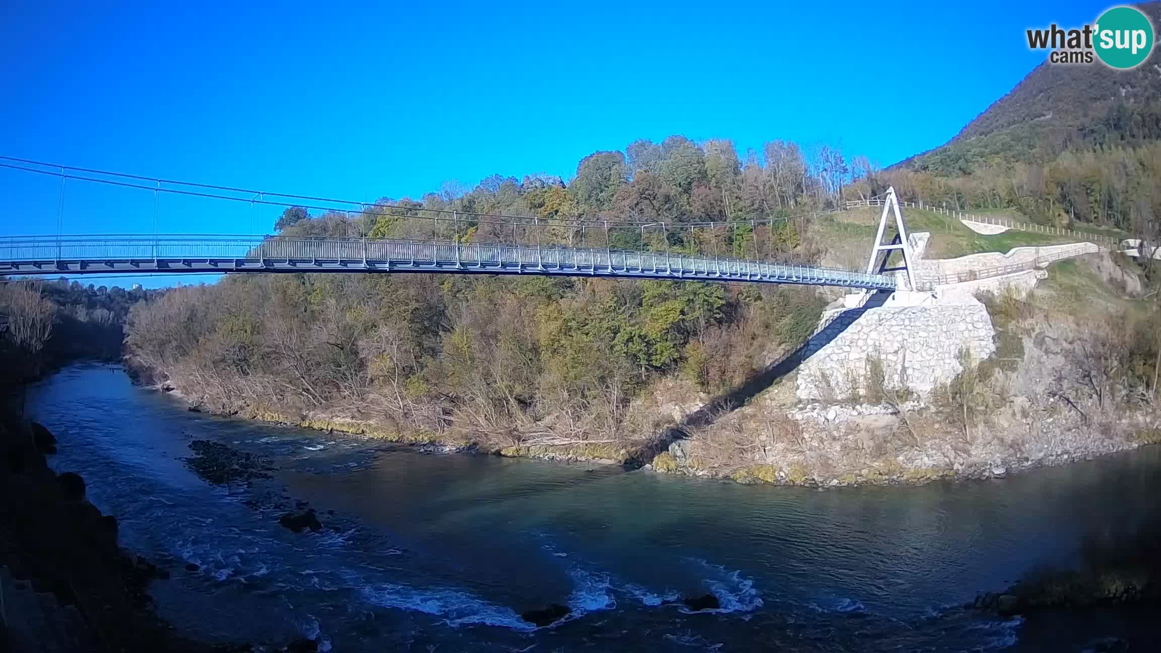 Passerella sul fiume Isonzo webcam Salcano