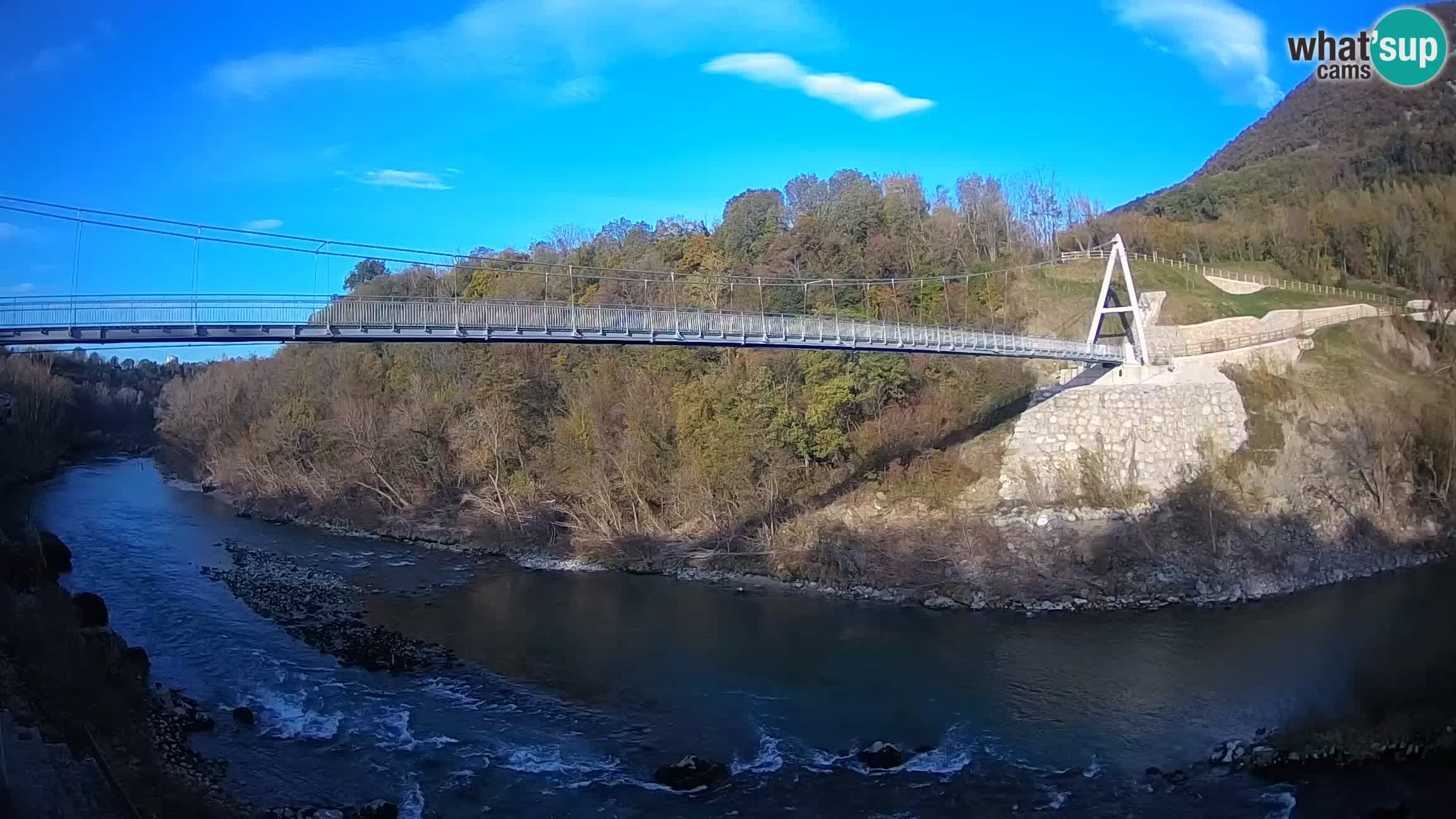 Passerella sul fiume Isonzo webcam Salcano