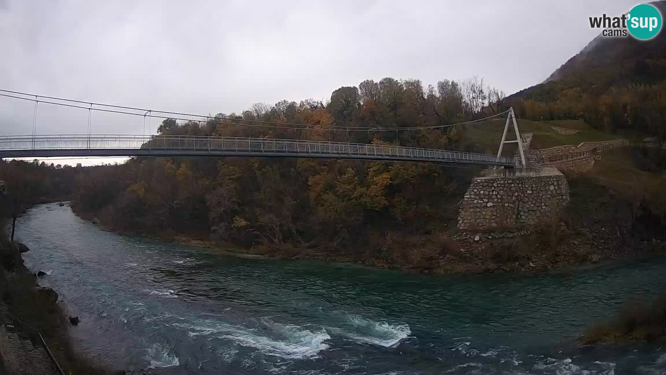 Passerella sul fiume Isonzo webcam Salcano