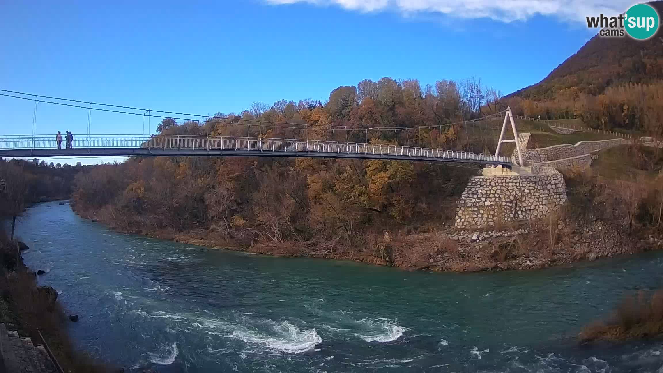 Passerella sul fiume Isonzo webcam Salcano