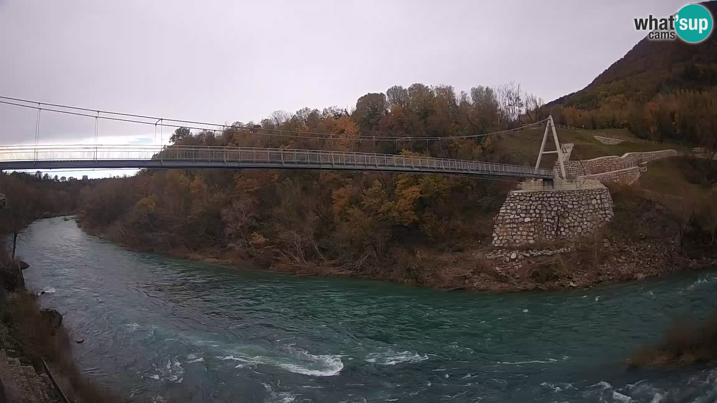 Passerella sul fiume Isonzo webcam Salcano