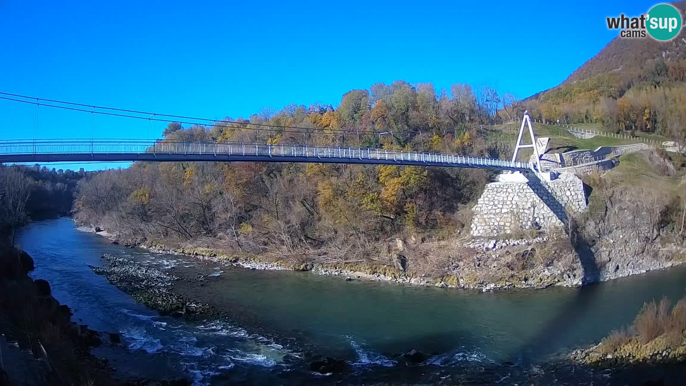 Passerella sul fiume Isonzo webcam Salcano