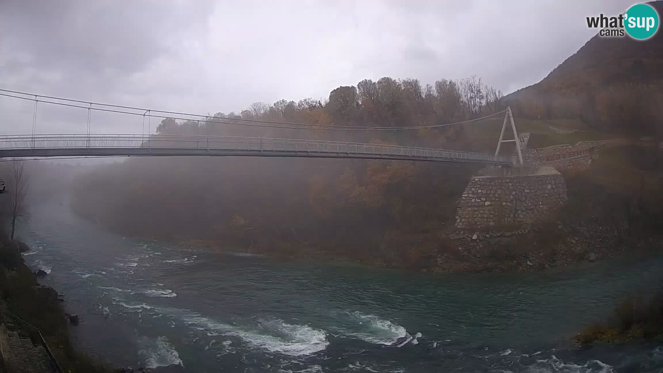 Passerella sul fiume Isonzo webcam Salcano