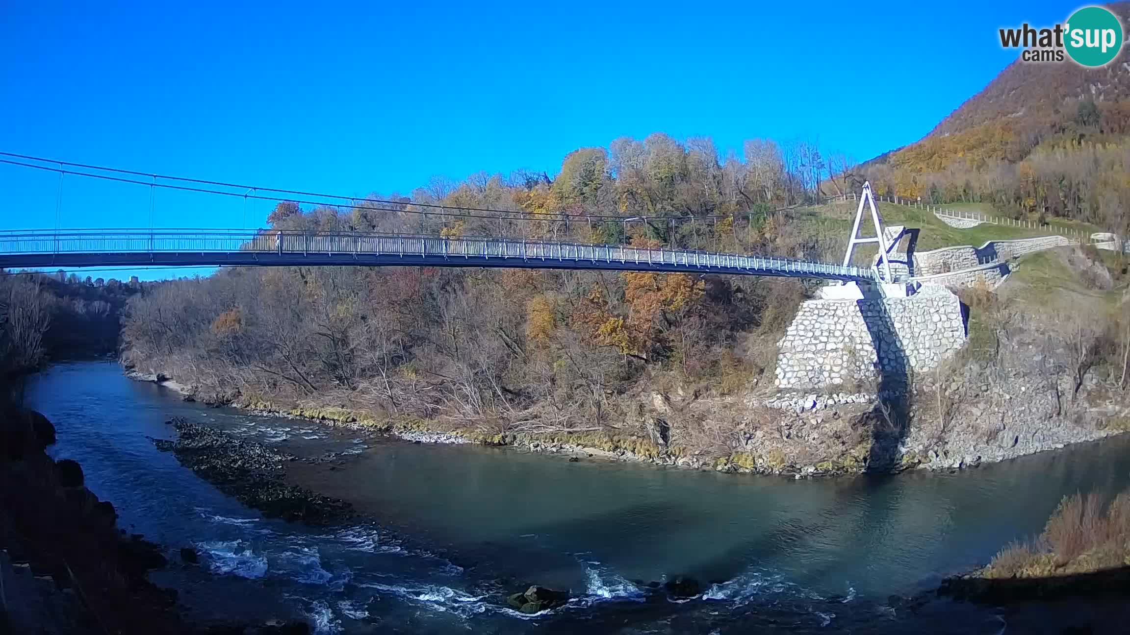 Passerella sul fiume Isonzo webcam Salcano