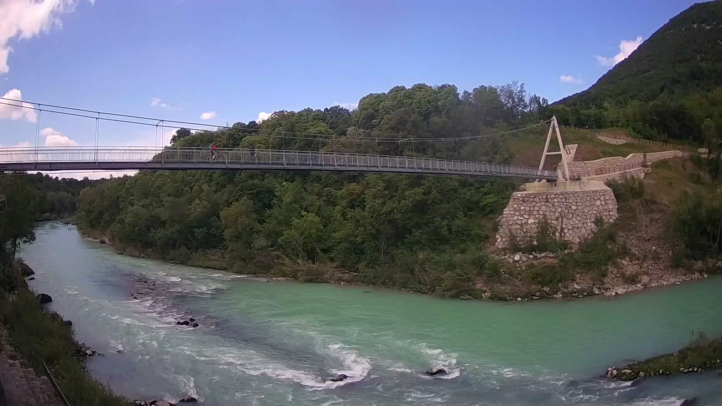 Passerella sul fiume Isonzo webcam Salcano
