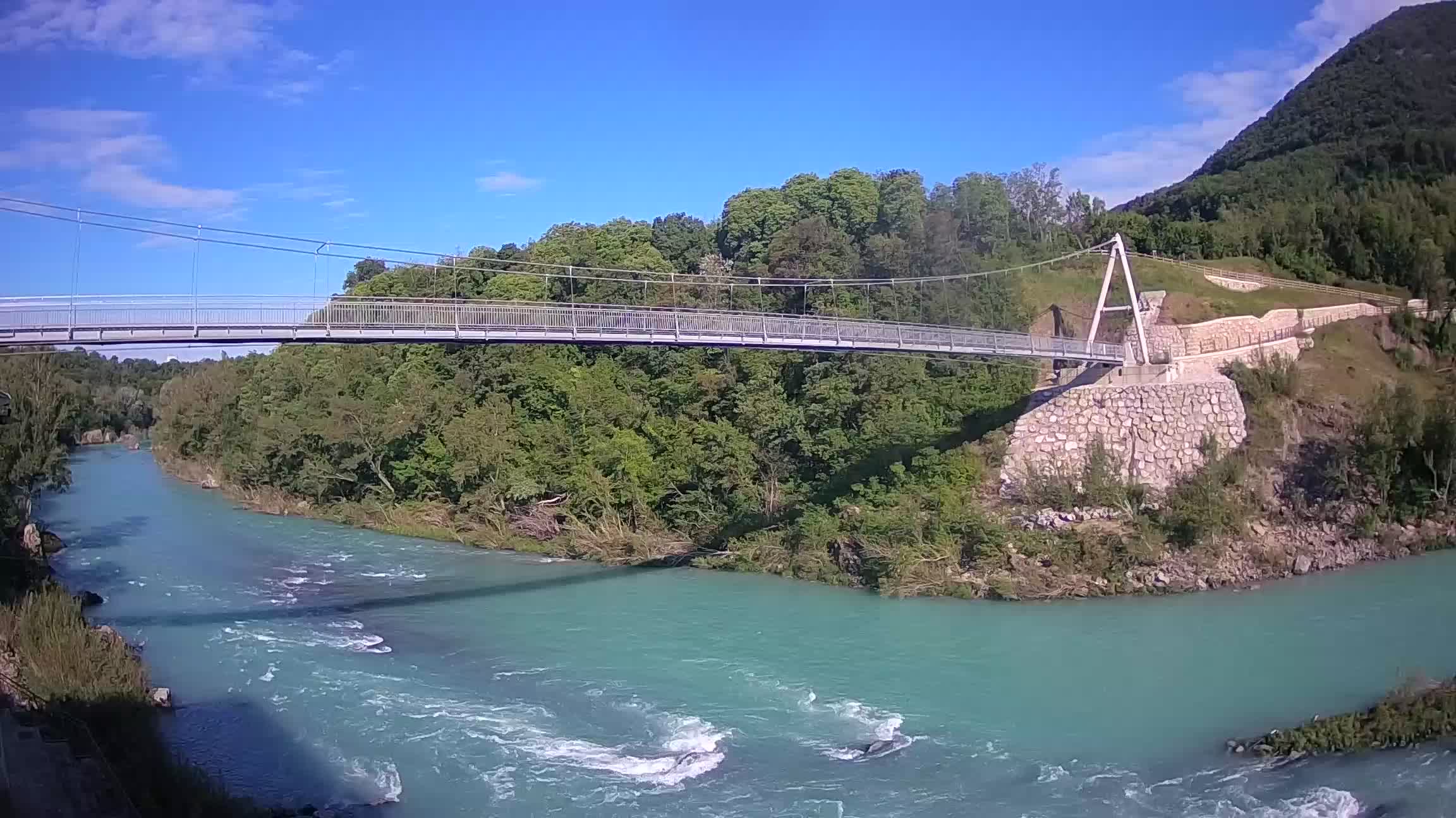 Passerella sul fiume Isonzo webcam Salcano