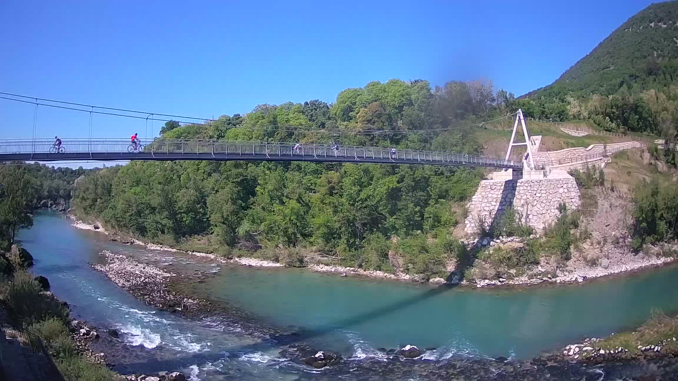 Passerella sul fiume Isonzo webcam Salcano