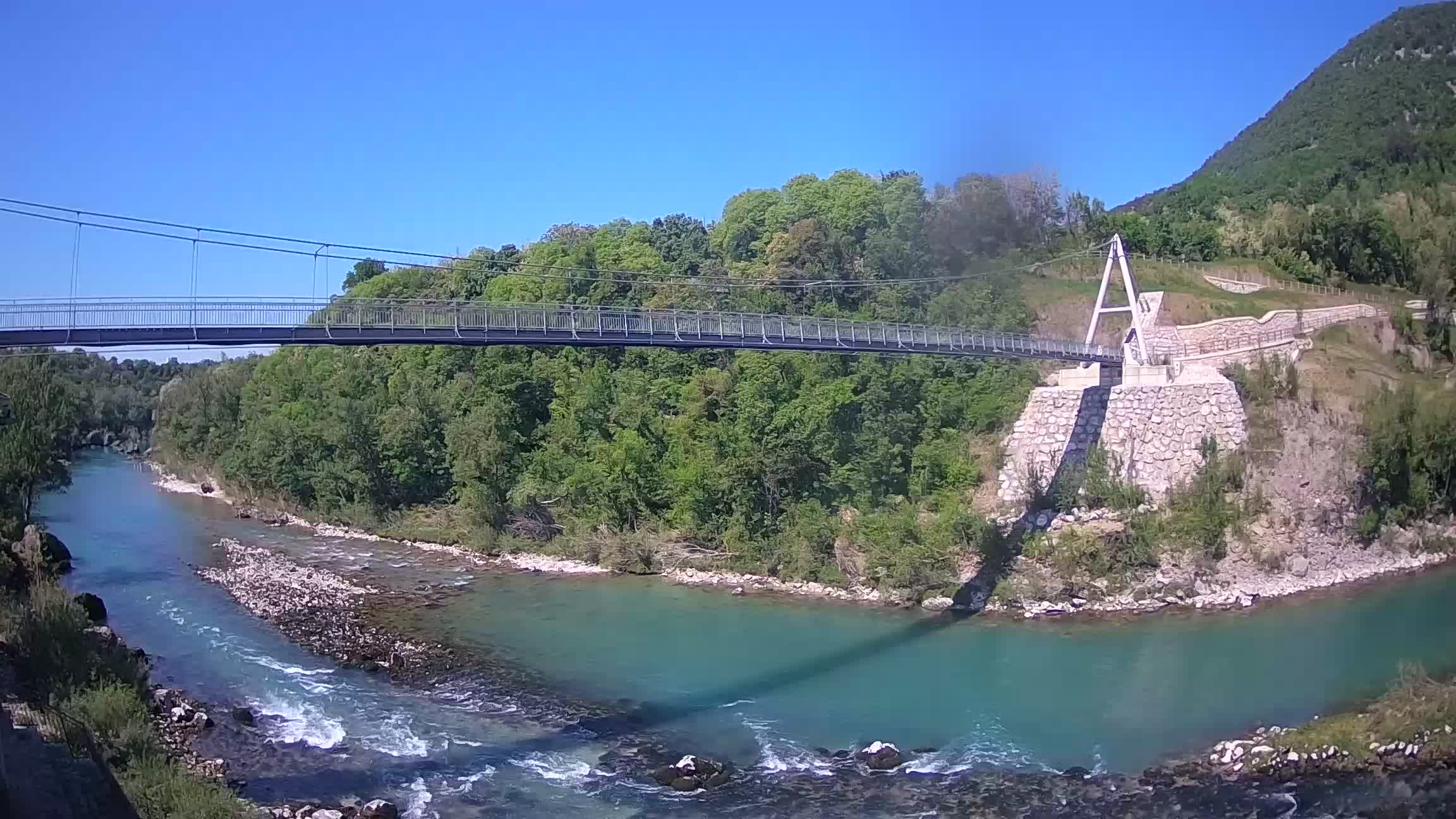 Passerelle sur la rivière Soča livecam Solkan