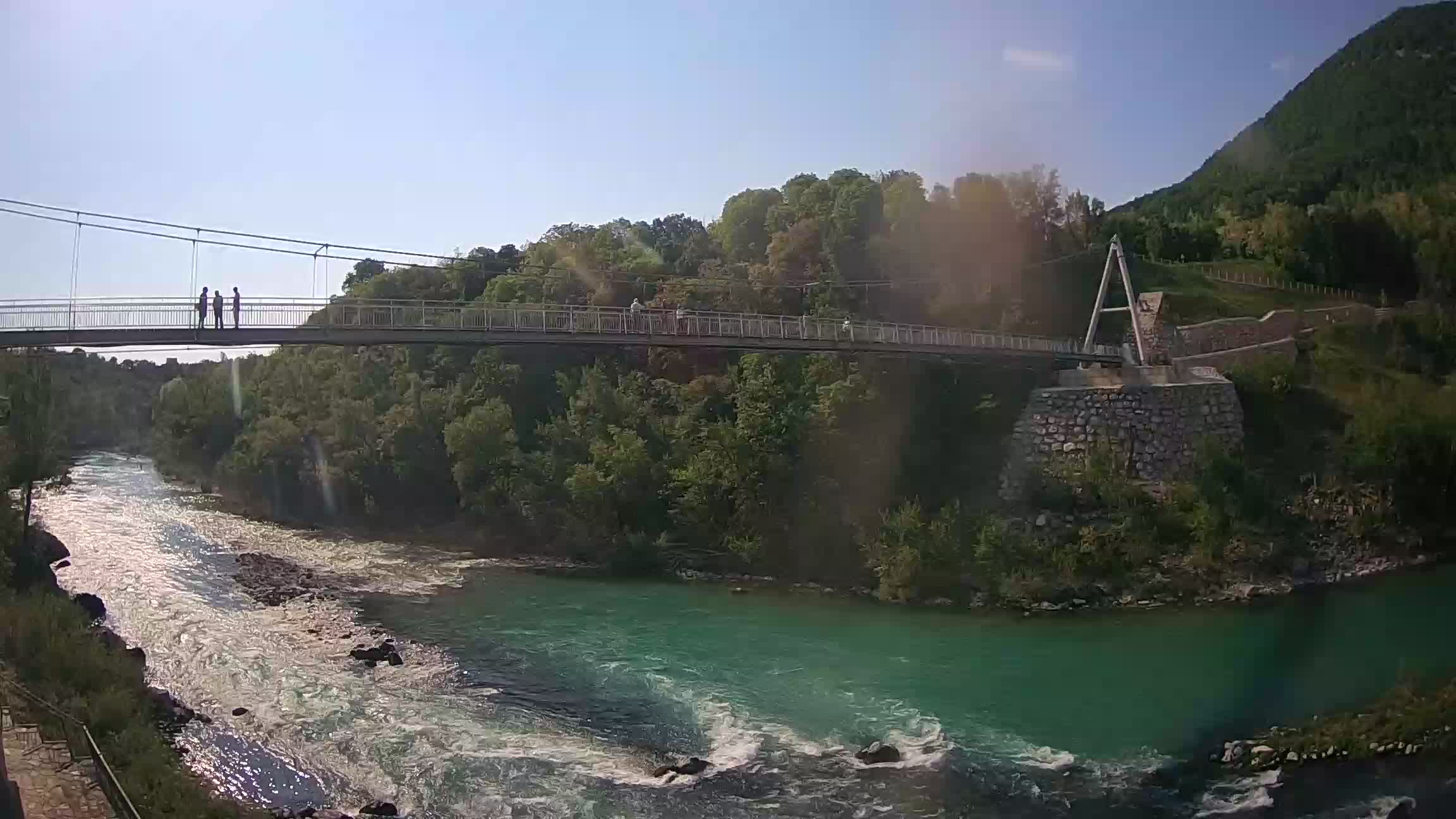 Passerella sul fiume Isonzo webcam Salcano