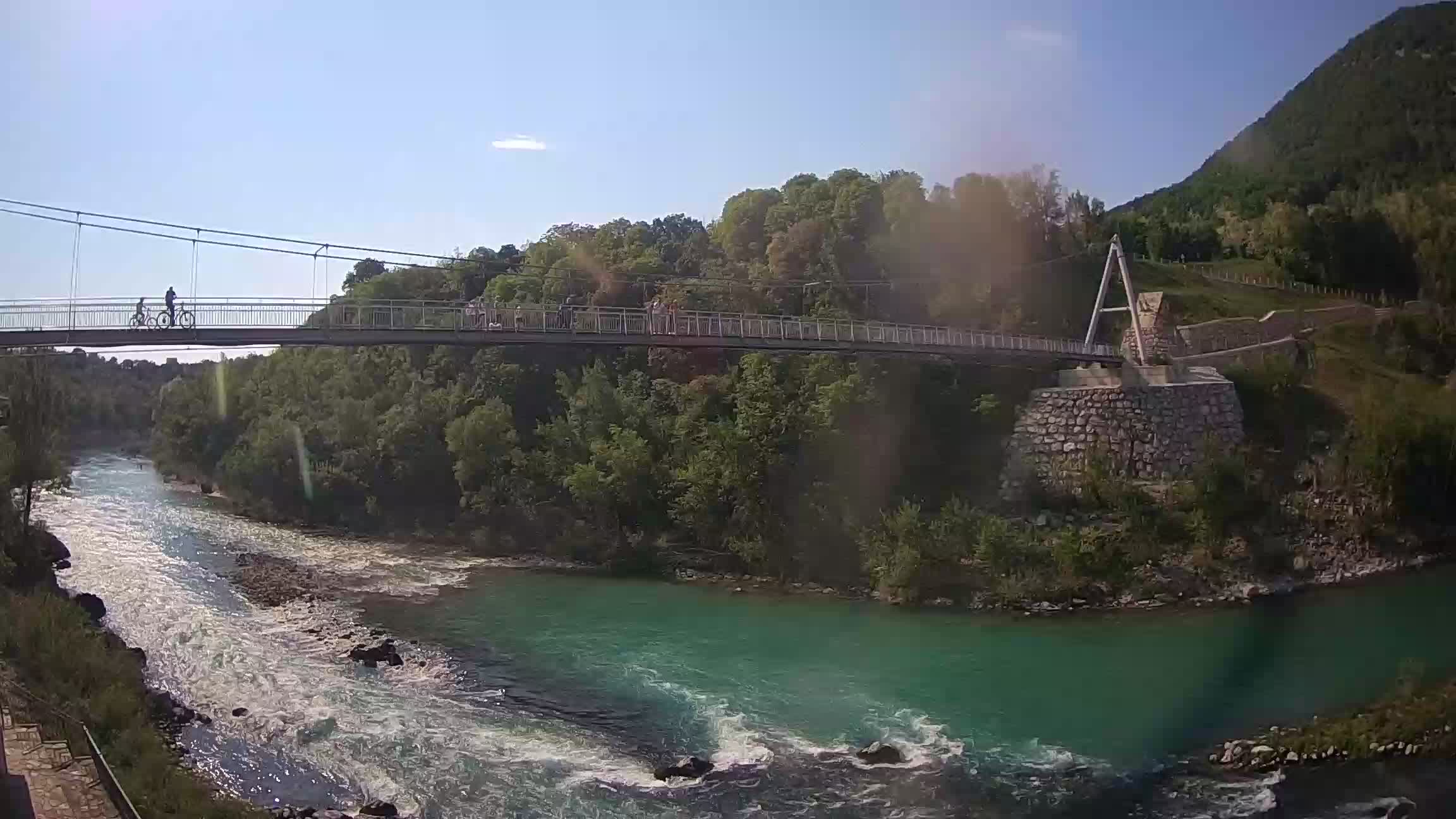 Passerella sul fiume Isonzo webcam Salcano