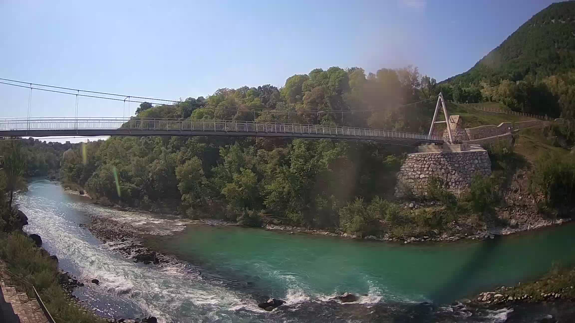 Passerella sul fiume Isonzo webcam Salcano
