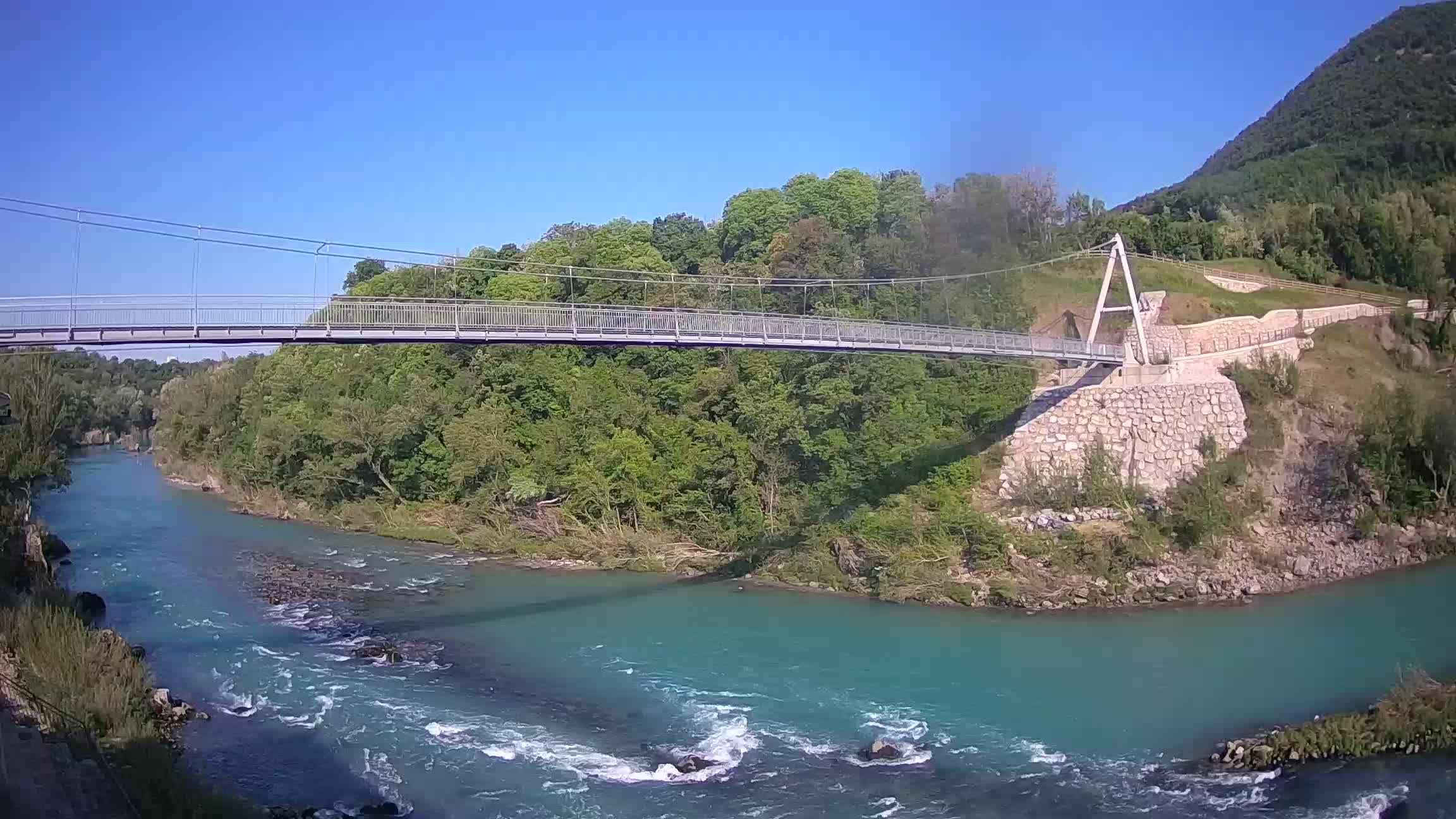 Passerelle sur la rivière Soča livecam Solkan