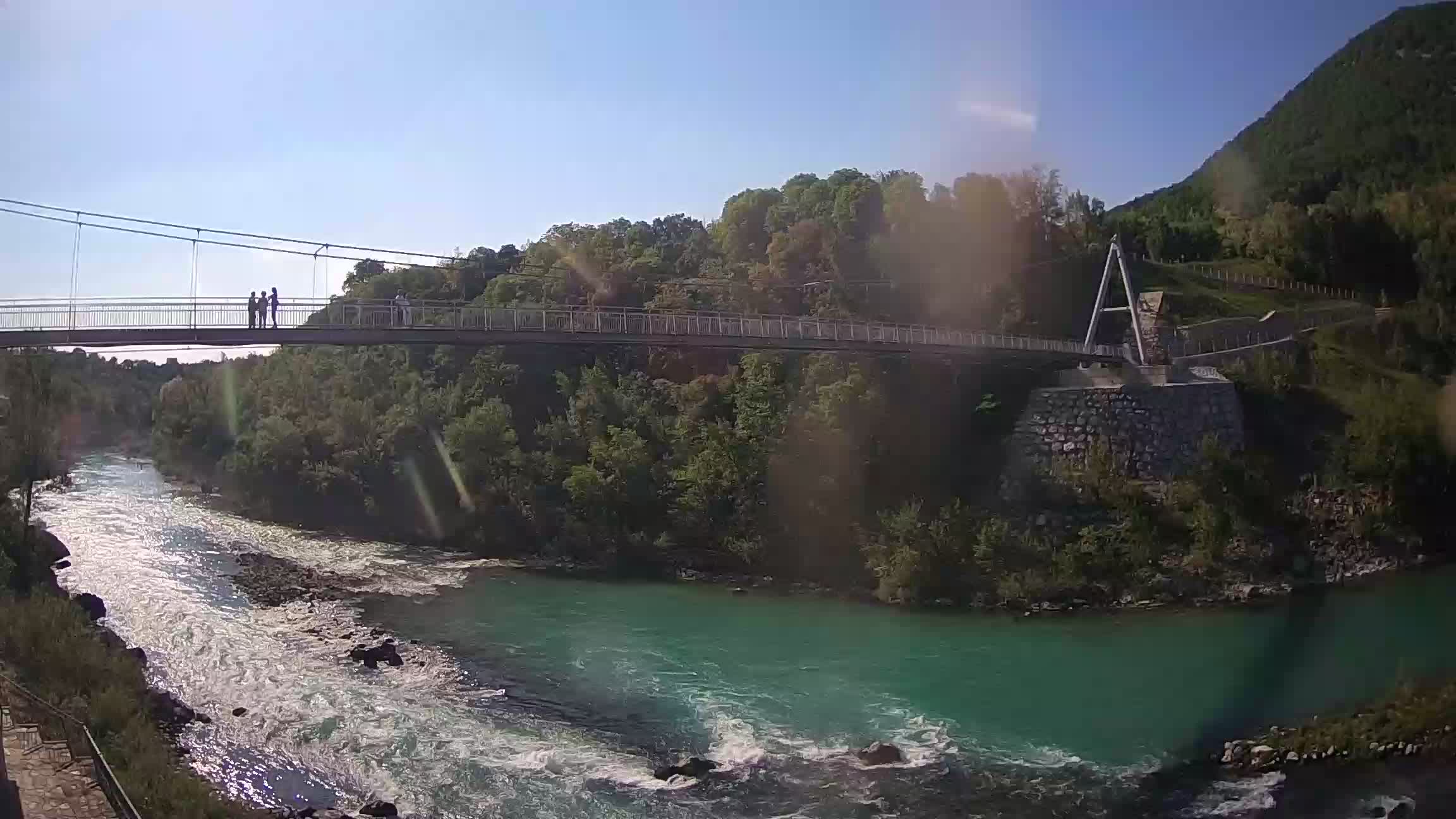 Passerella sul fiume Isonzo webcam Salcano