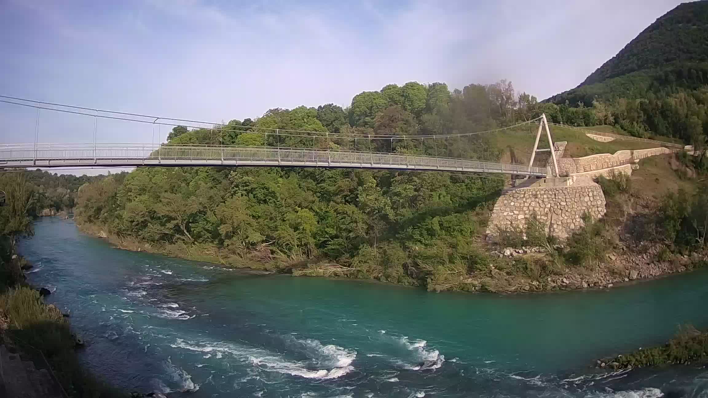 Passerella sul fiume Isonzo webcam Salcano