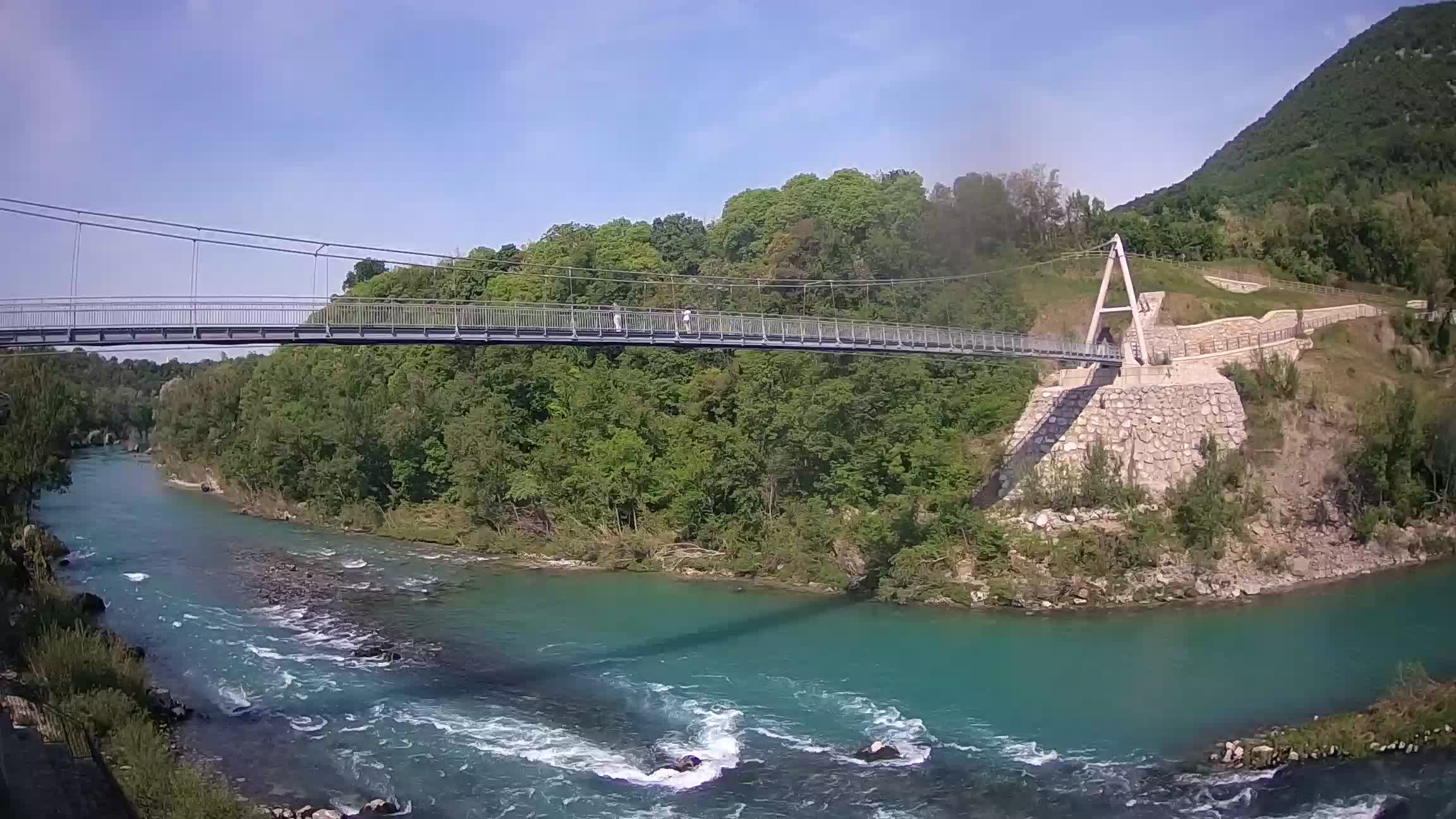 Passerella sul fiume Isonzo webcam Salcano