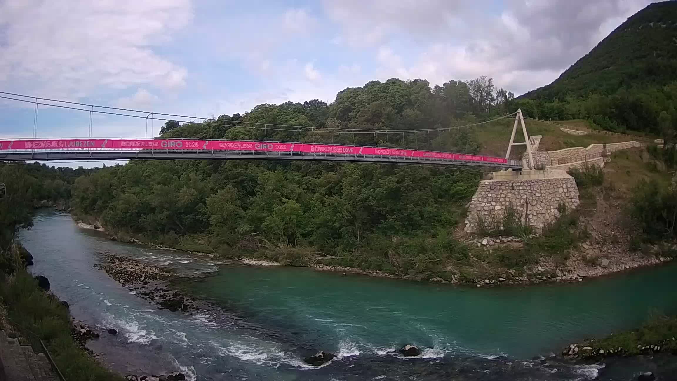 Passerella sul fiume Isonzo webcam Salcano