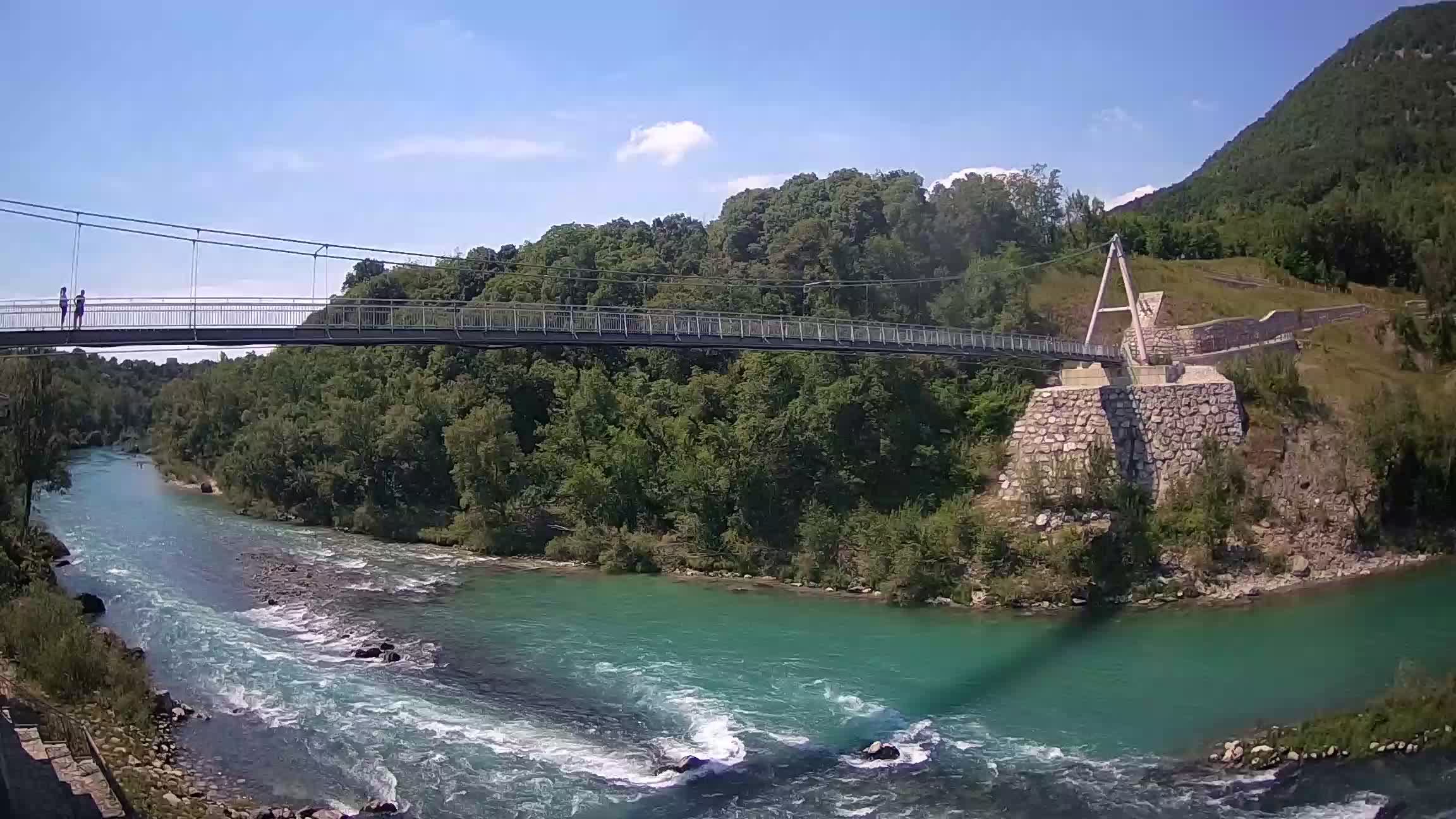 Passerella sul fiume Isonzo webcam Salcano