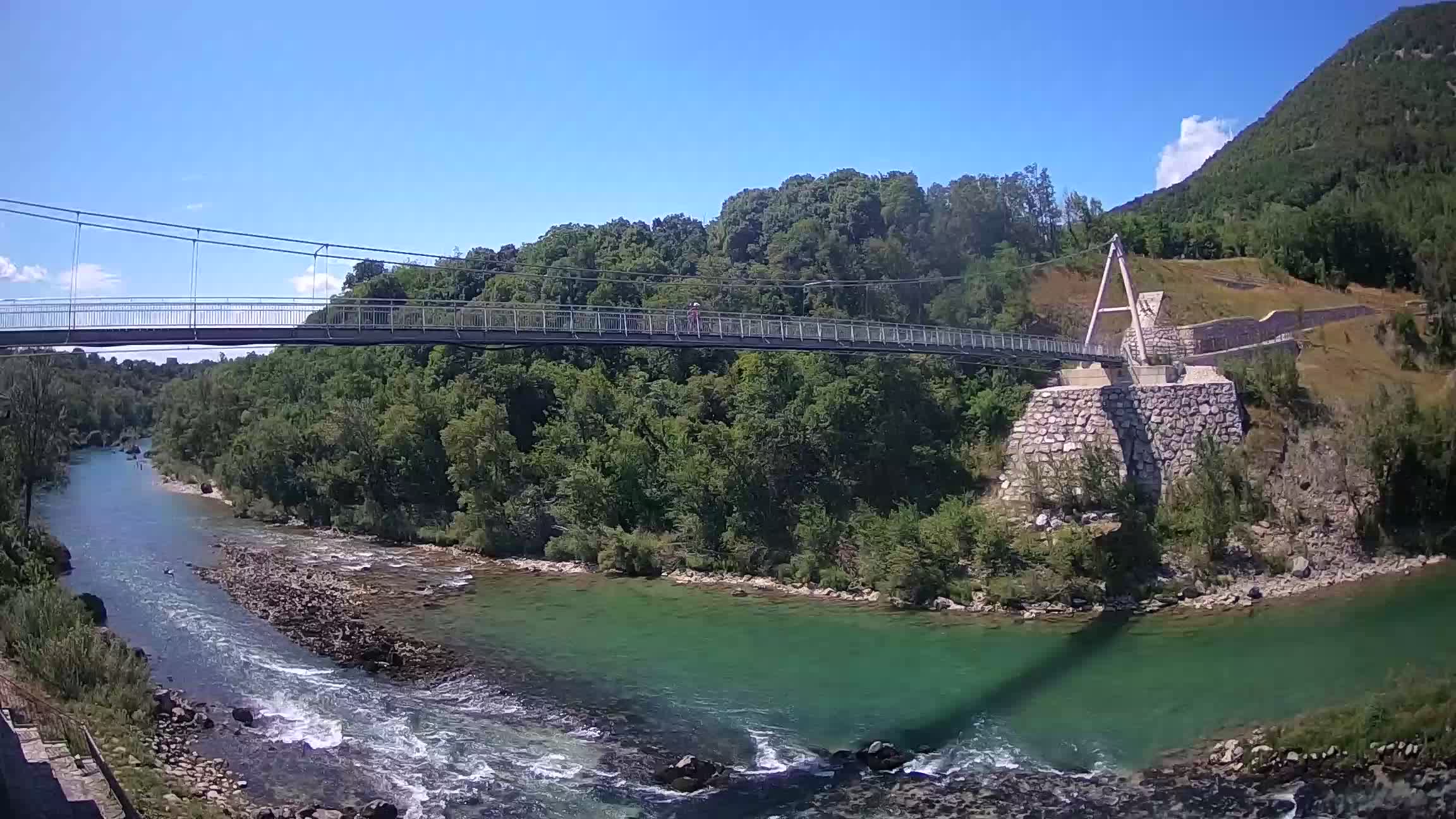 Passerella sul fiume Isonzo webcam Salcano