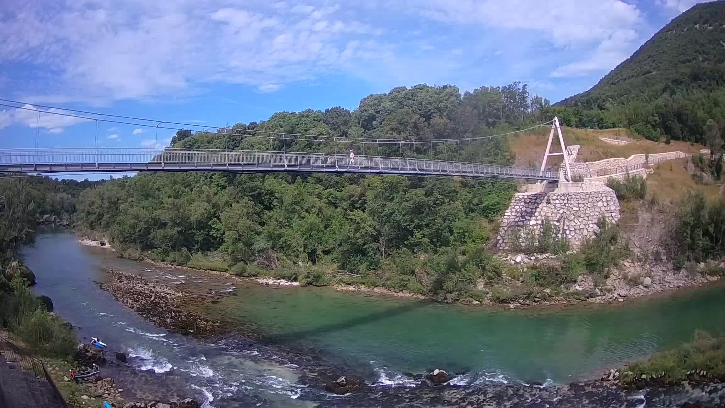 Passerella sul fiume Isonzo webcam Salcano