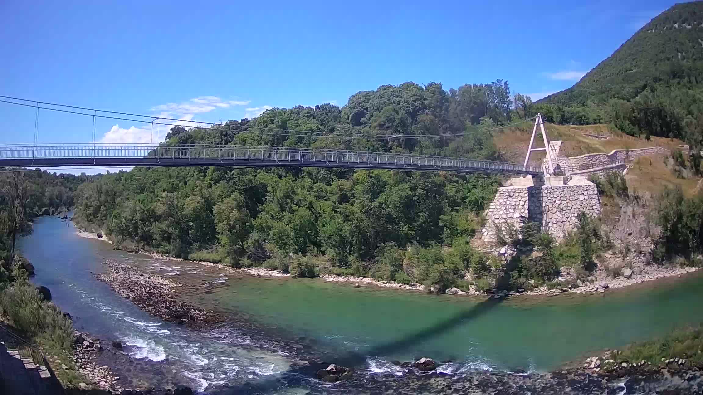 Passerella sul fiume Isonzo webcam Salcano