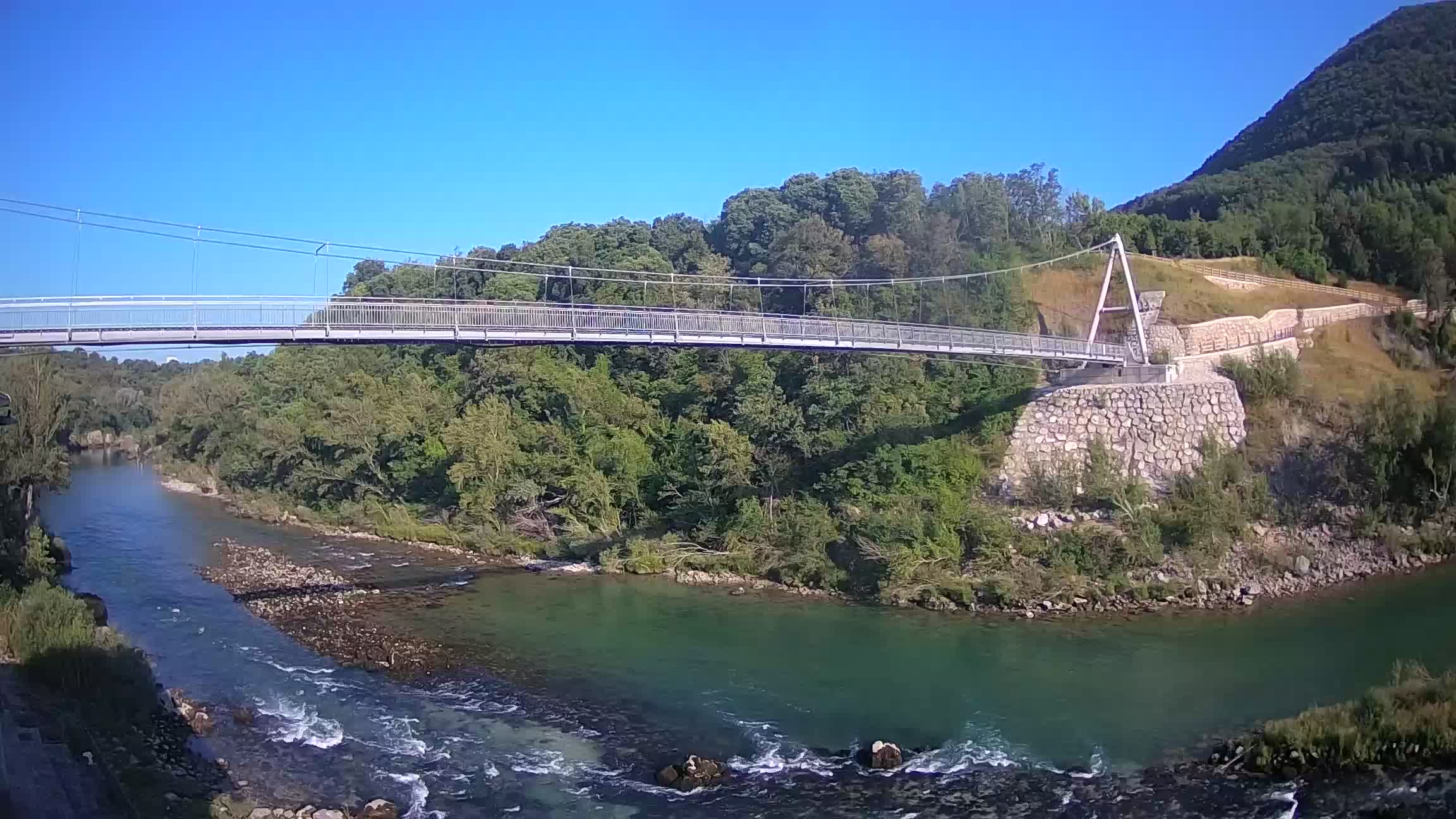 Passerella sul fiume Isonzo webcam Salcano