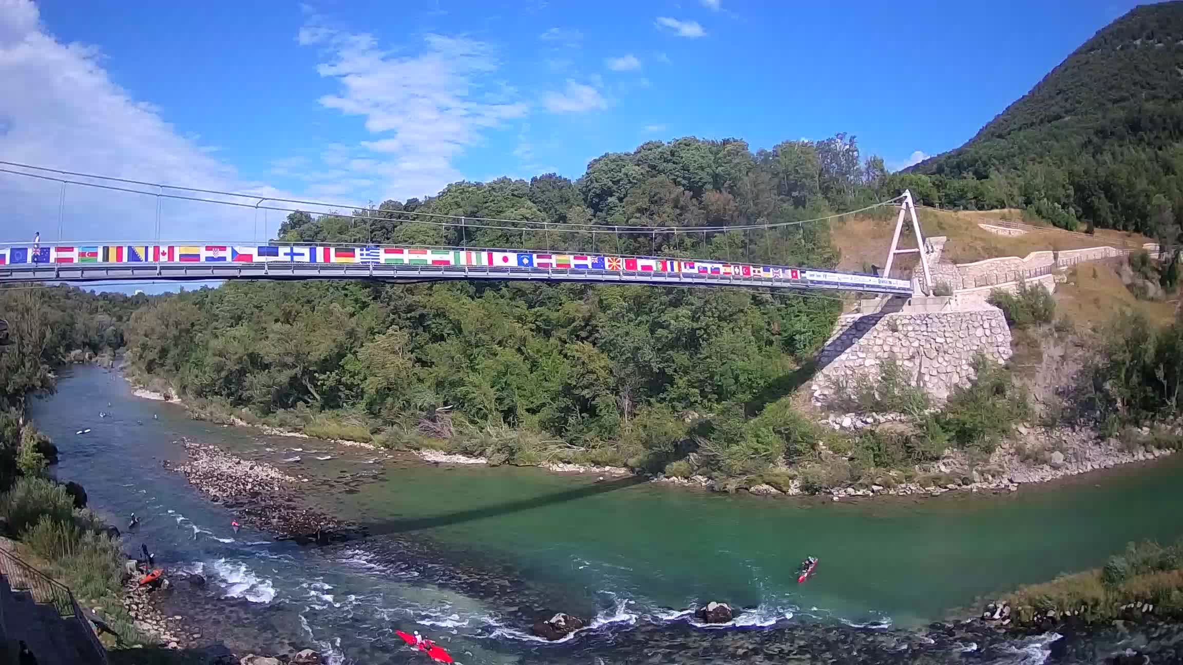 Passerella sul fiume Isonzo webcam Salcano