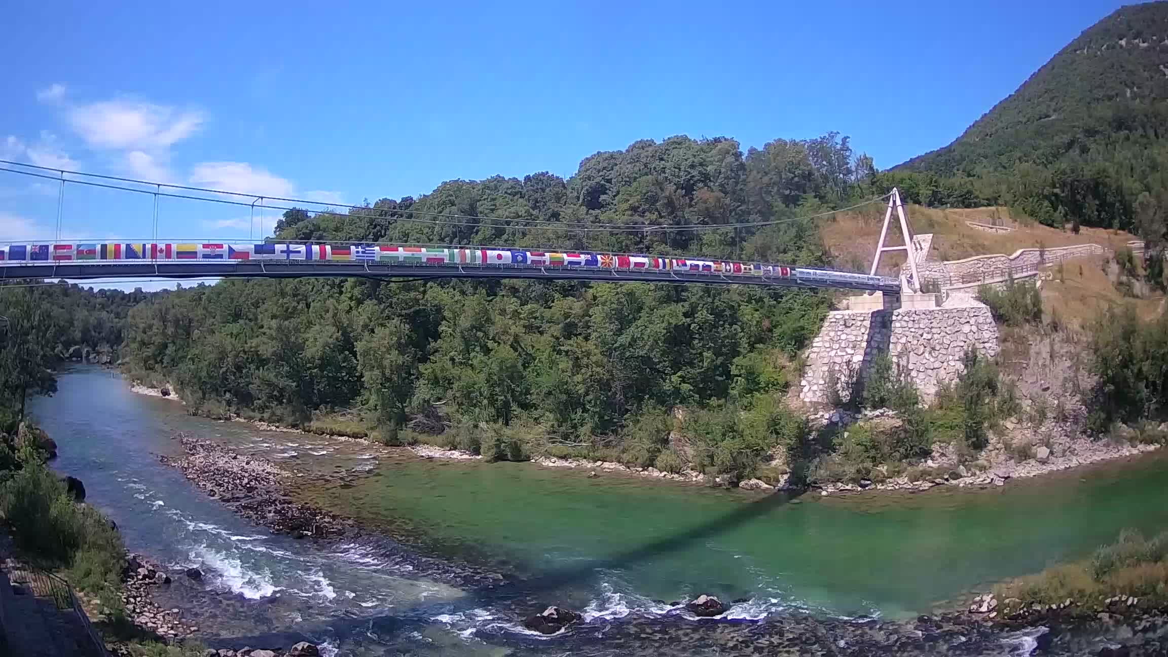 Passerelle sur la rivière Soča livecam Solkan