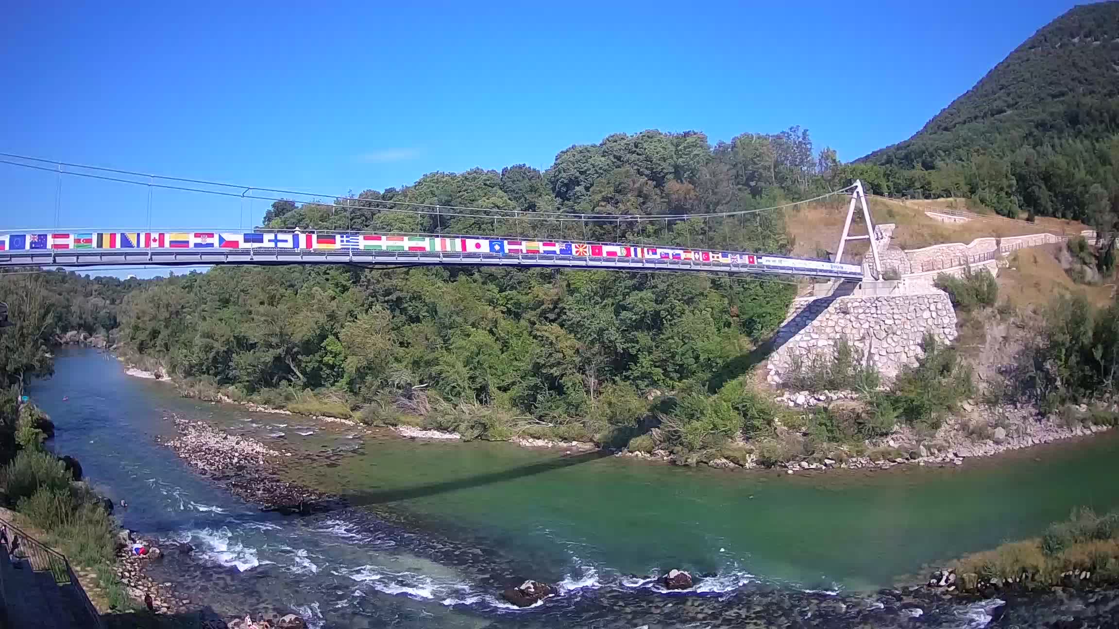 Passerelle sur la rivière Soča livecam Solkan