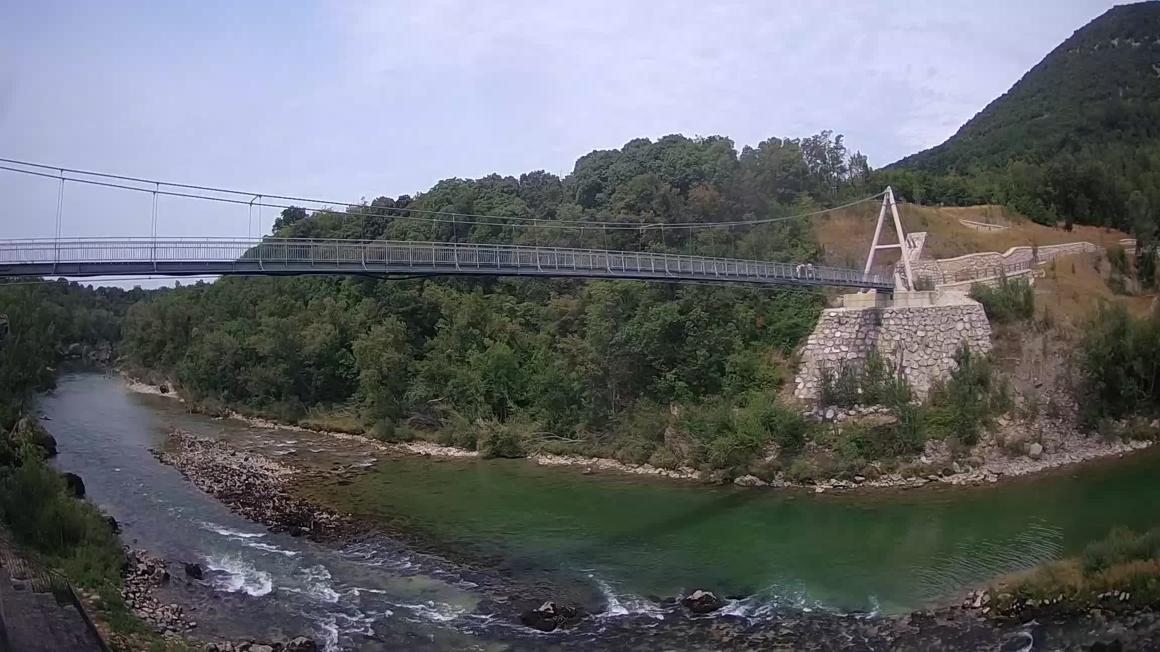 Passerella sul fiume Isonzo webcam Salcano