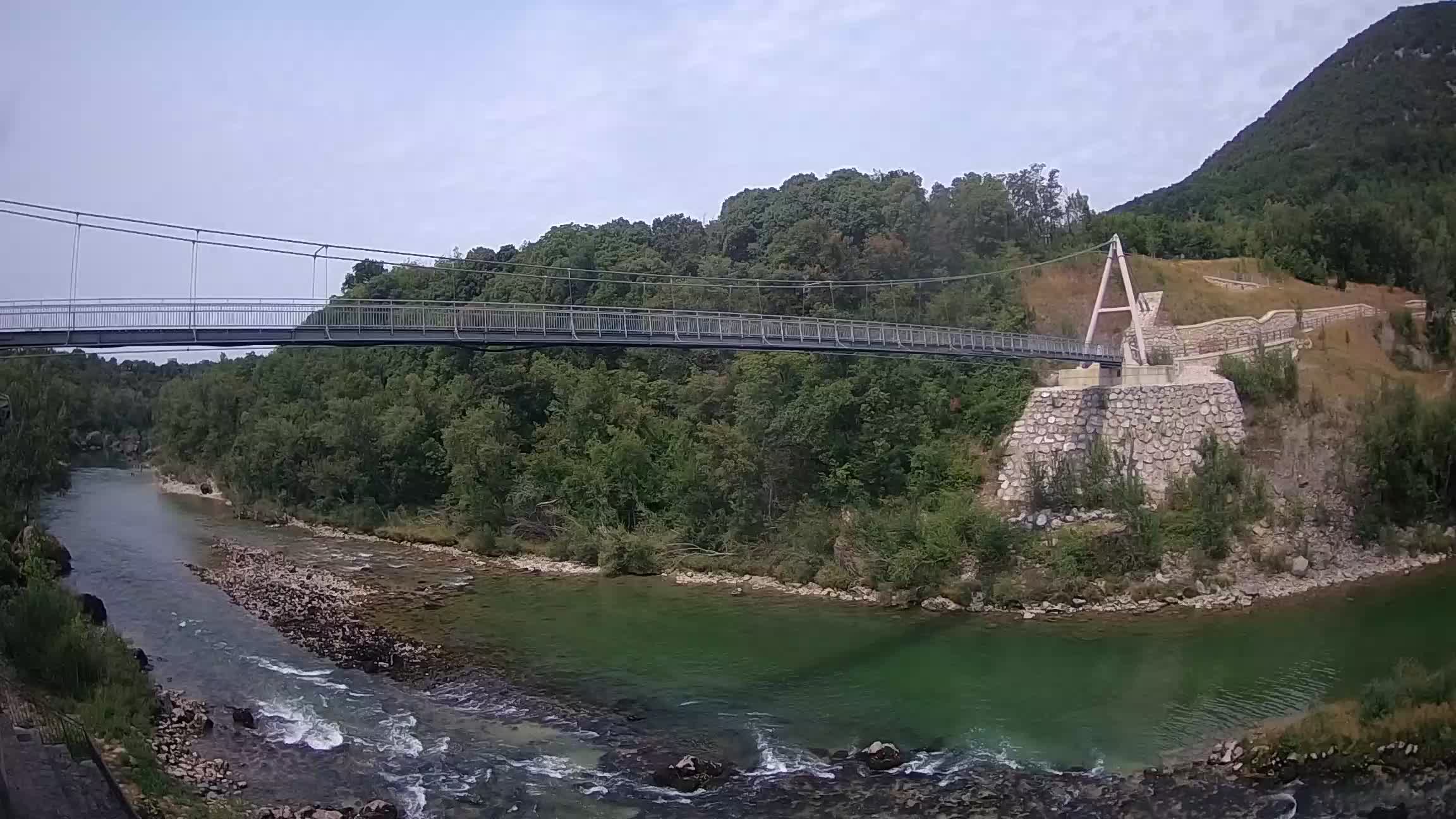 Passerella sul fiume Isonzo webcam Salcano