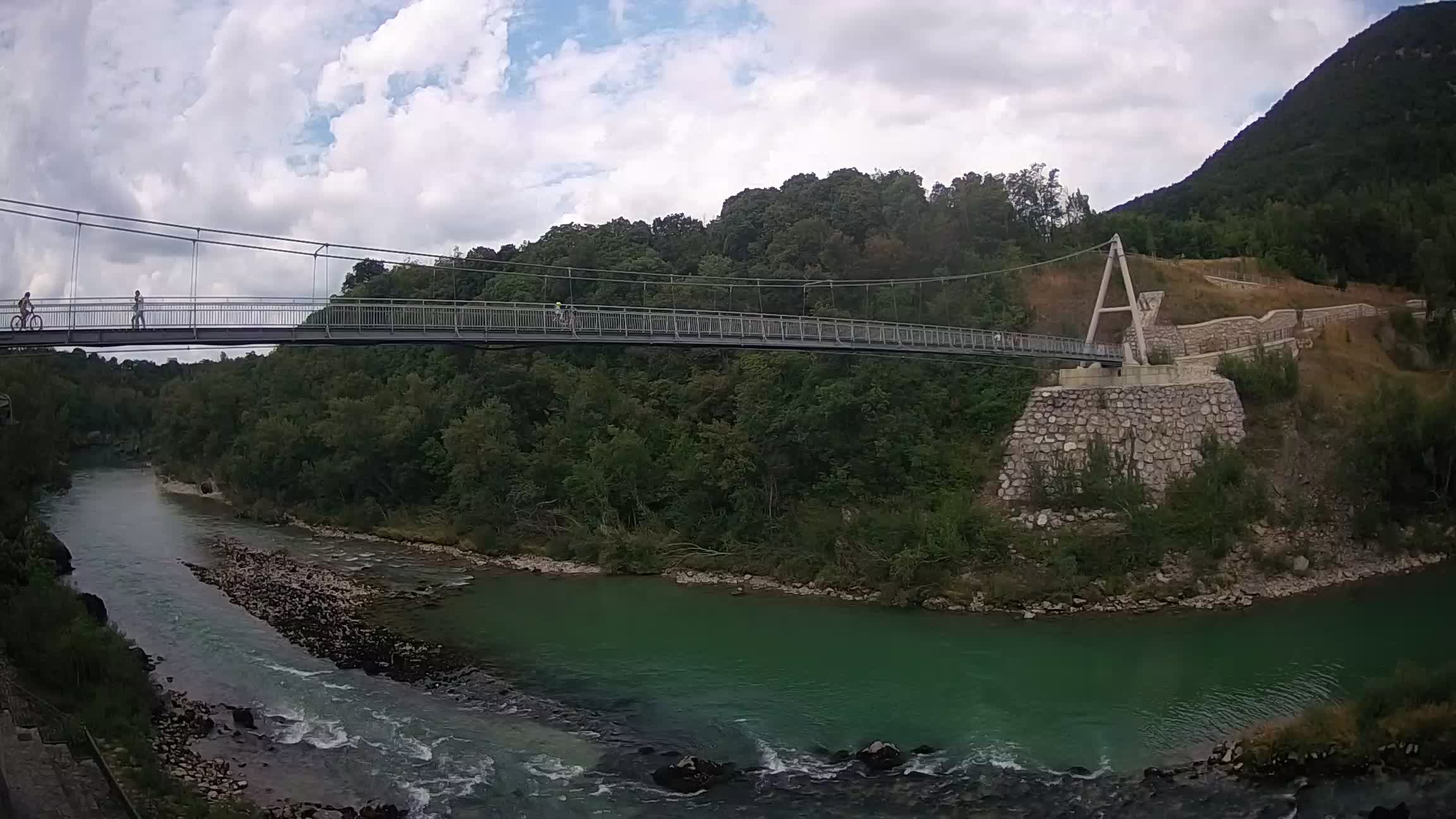 Passerella sul fiume Isonzo webcam Salcano