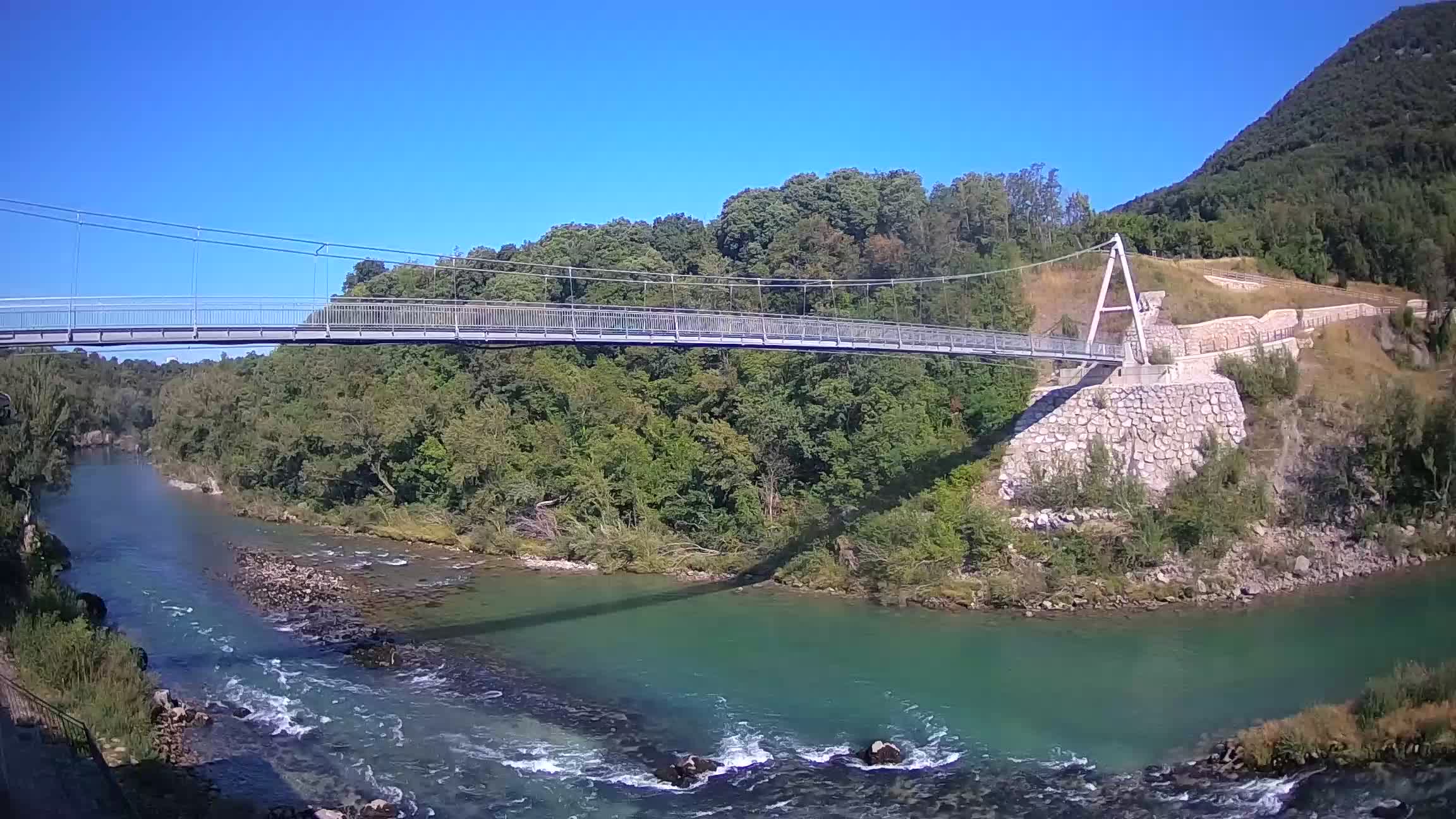 Passerelle sur la rivière Soča livecam Solkan