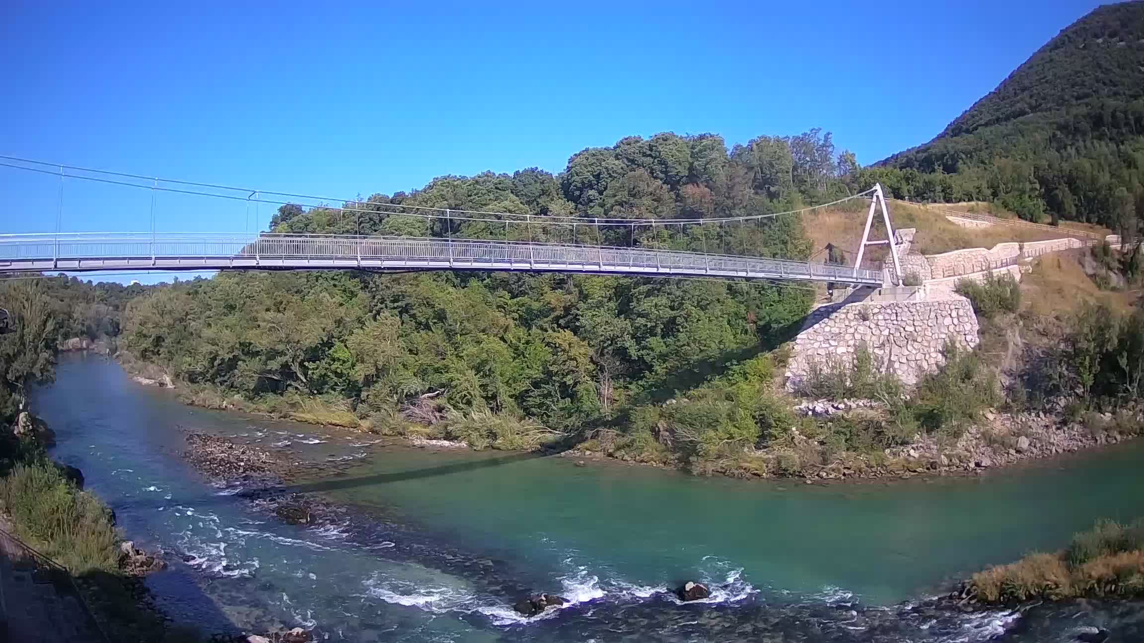 Passerelle sur la rivière Soča livecam Solkan