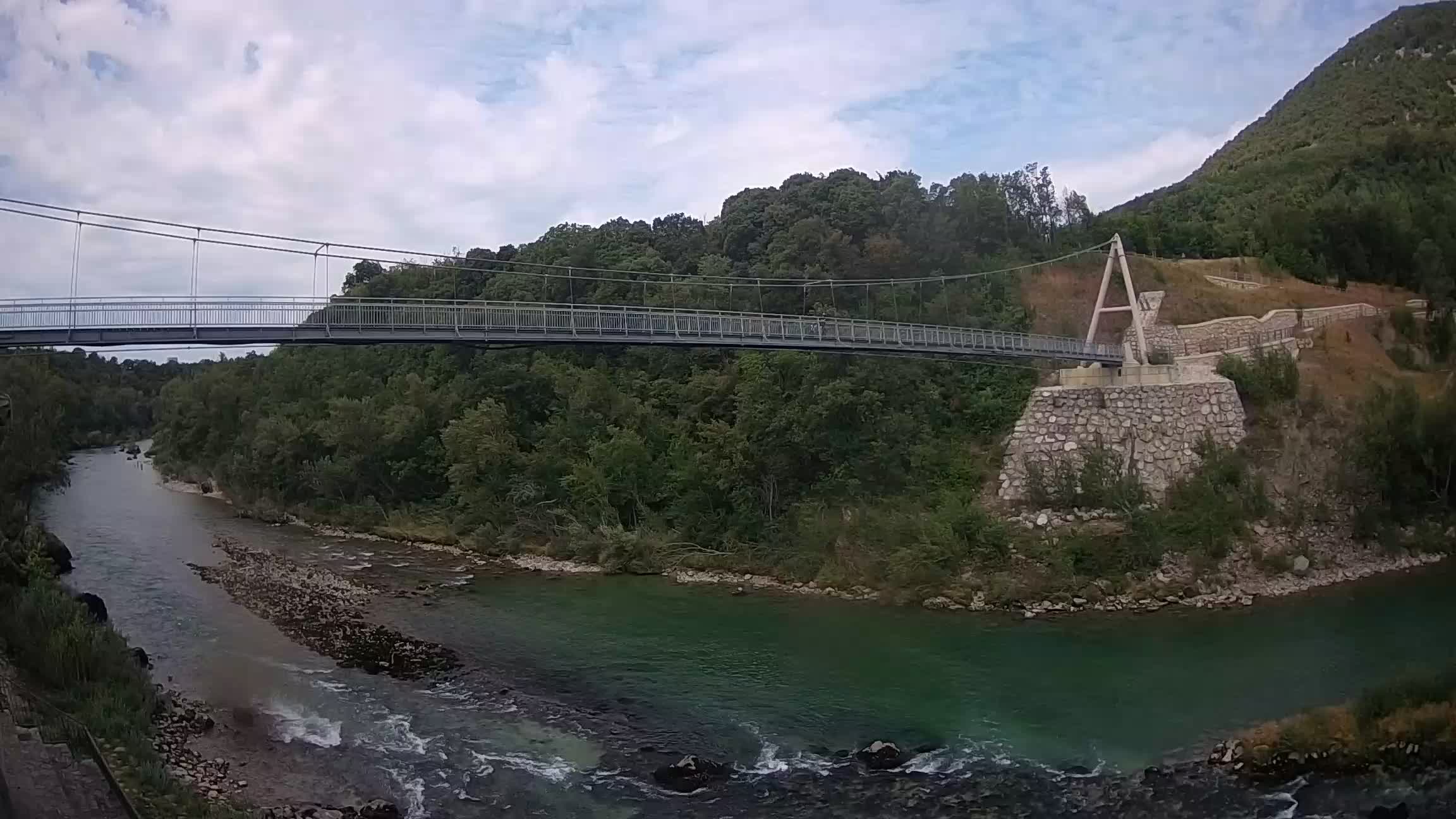 Passerella sul fiume Isonzo webcam Salcano