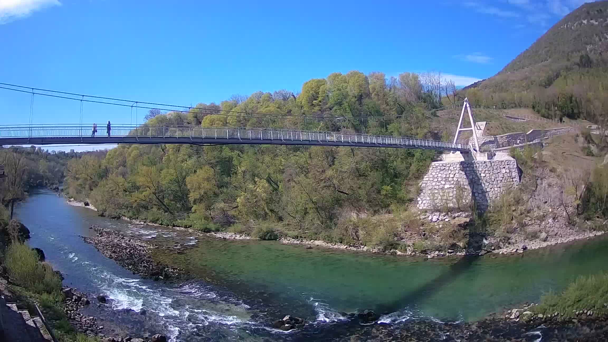 Passerelle sur la rivière Soča livecam Solkan